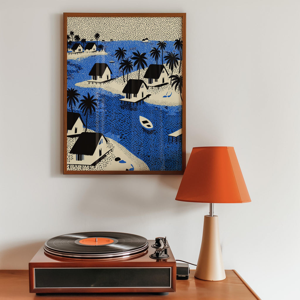 Maldives Wall Art Print, Pop Art Modern Poster Japanese Travel Gift Canvas