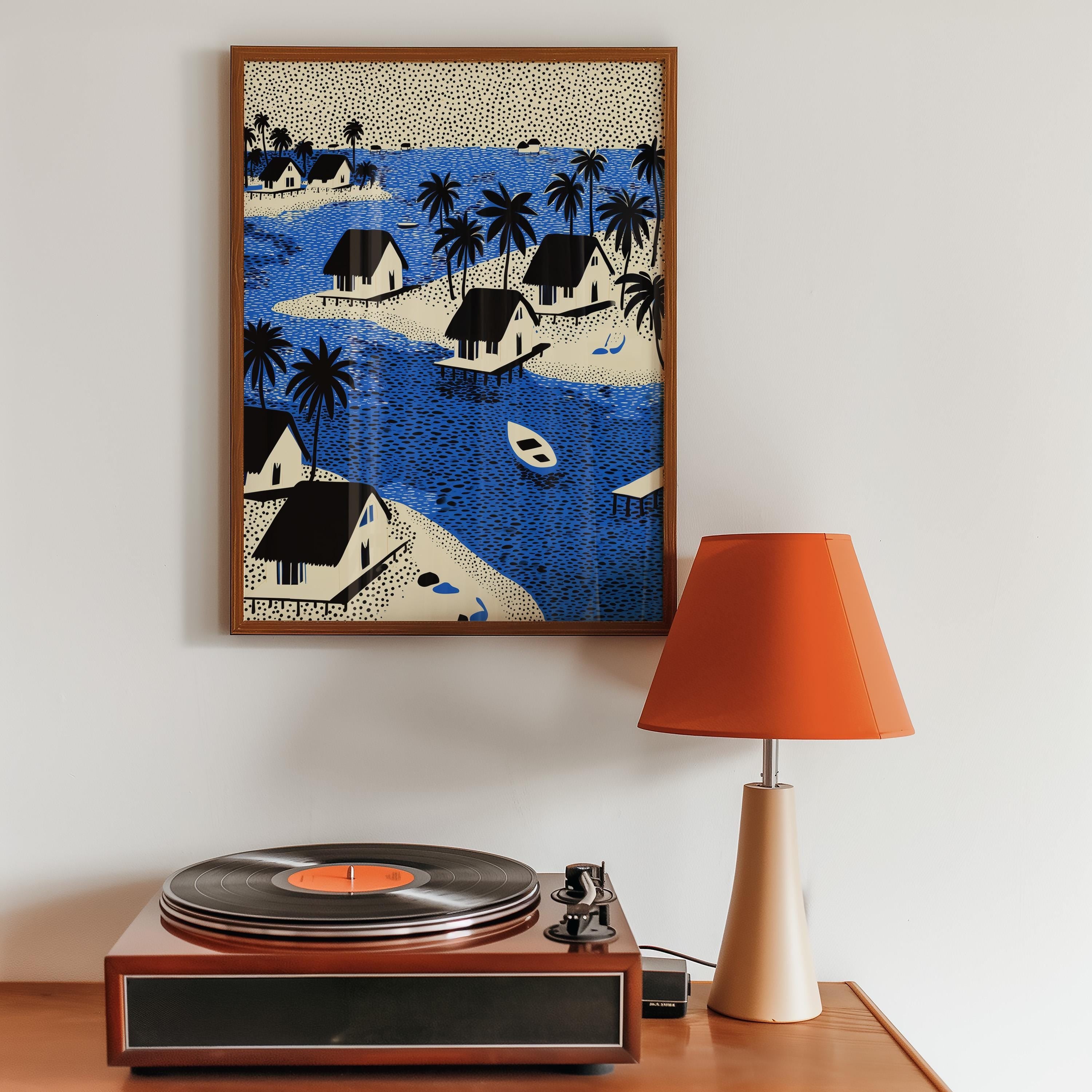Maldives Wall Art Print, Pop Art Modern Poster Japanese Travel Gift Canvas