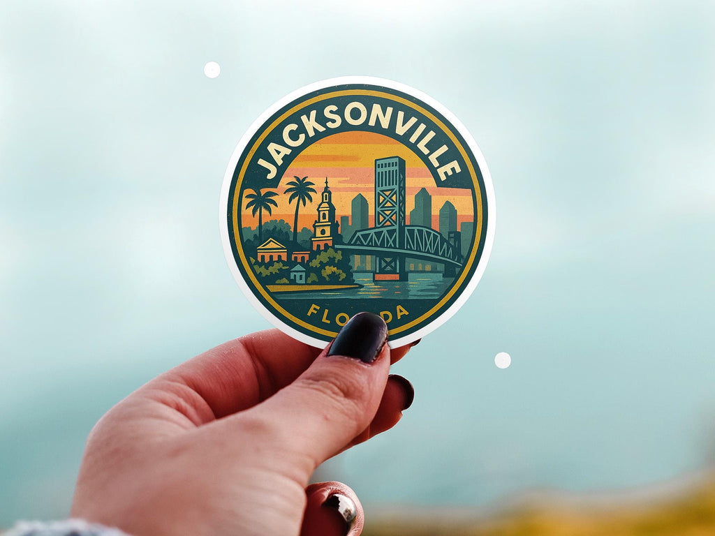 Jacksonville Florida Kiss-Cut Vinyl, Waterproof Decal, US Retro Travel Lover Collection