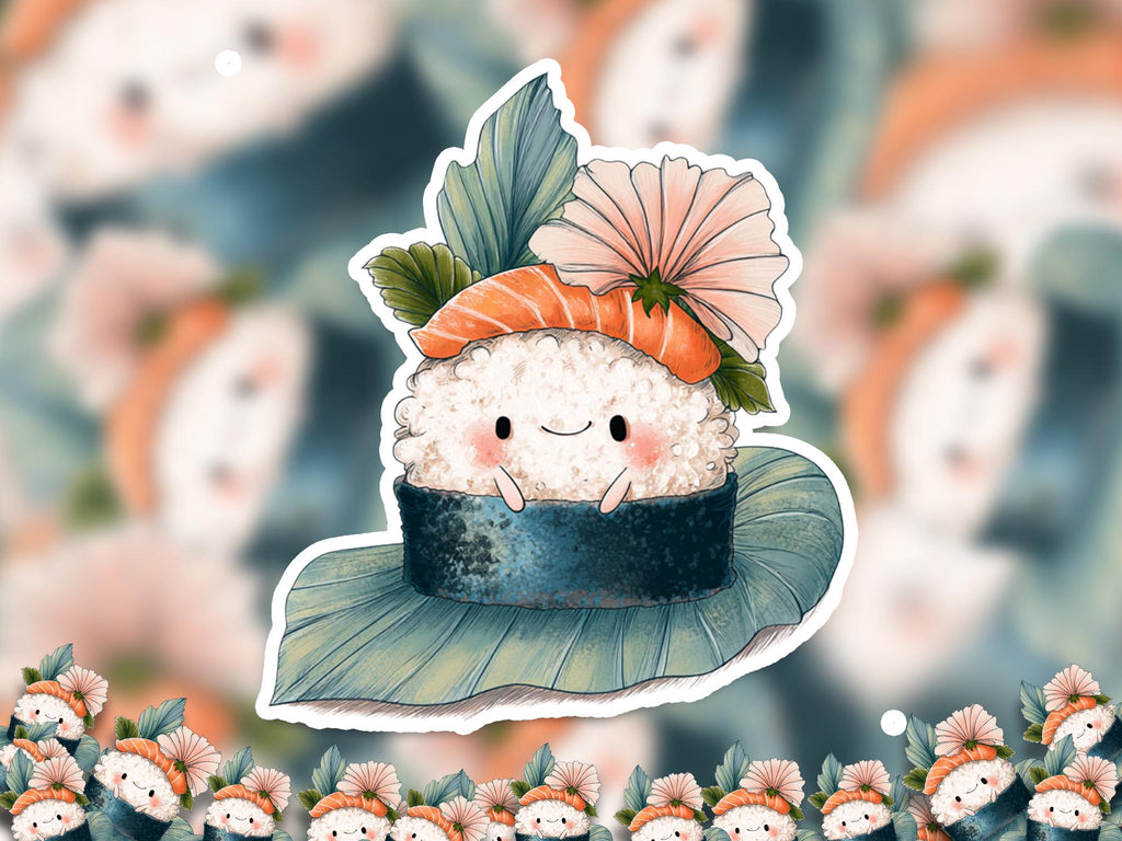 Kawaii Sushi Maki Sticker: Waterproof Vinyl Decal for Laptop & Tumbler
