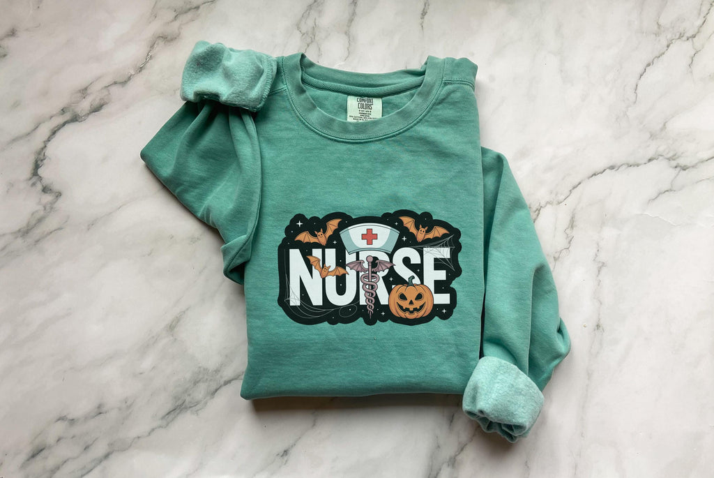 Halloween Nurse Sweatshirt, Spooky RN Fall Top Cozy Autumn Pullover, Cute Retro Gift for Nurse