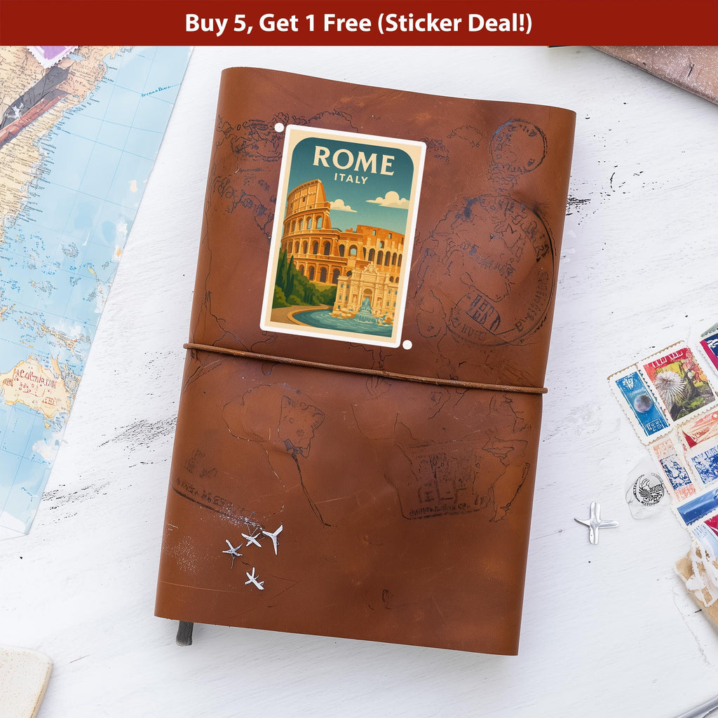 Rome Italy Sticker, Vintage City Vinyl Decal, Retro Travel Lover Collection, Journal Scrapbook