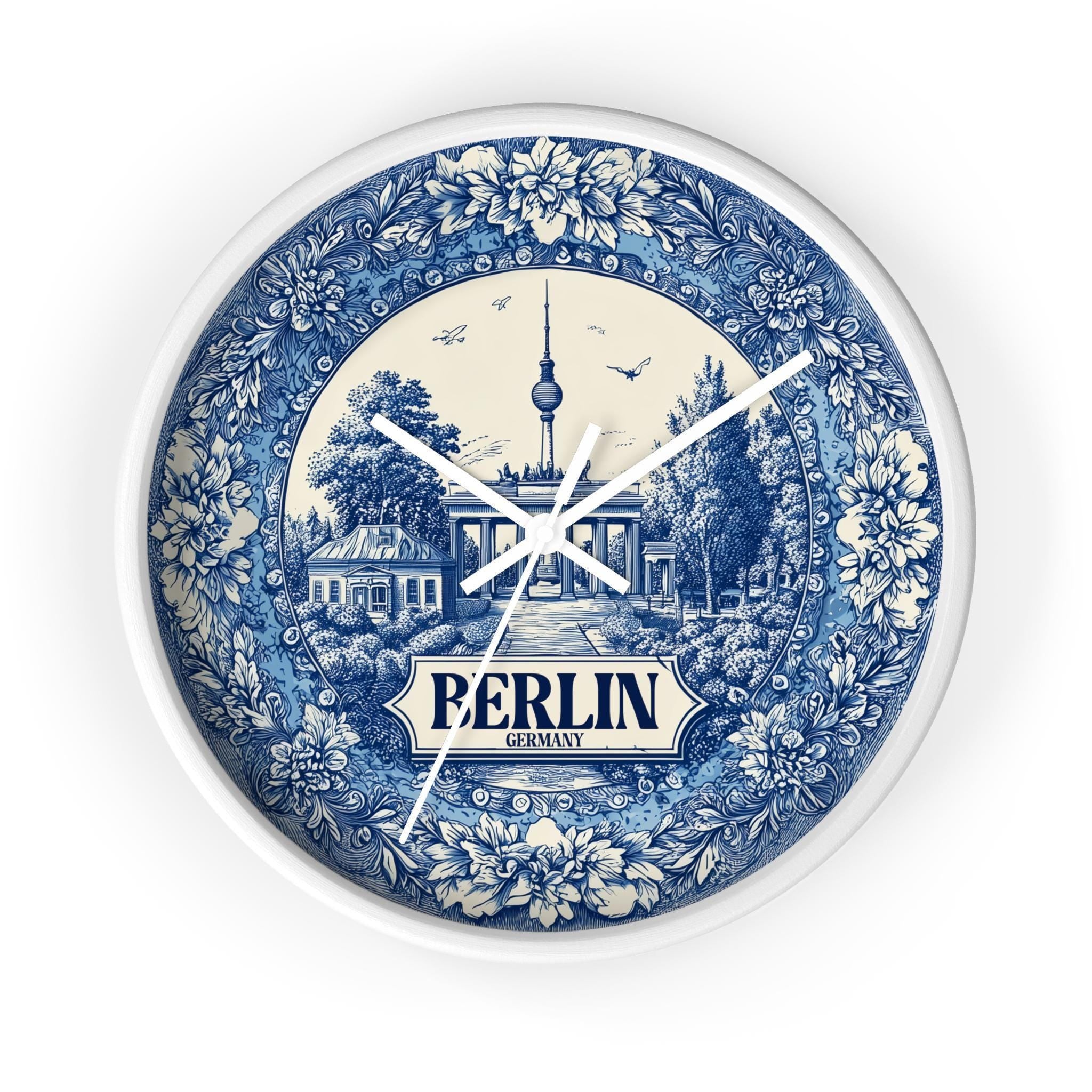 Berlin Germany Wall Clock, Delf style Home Decor, Vintage City Travel Keepsake Art