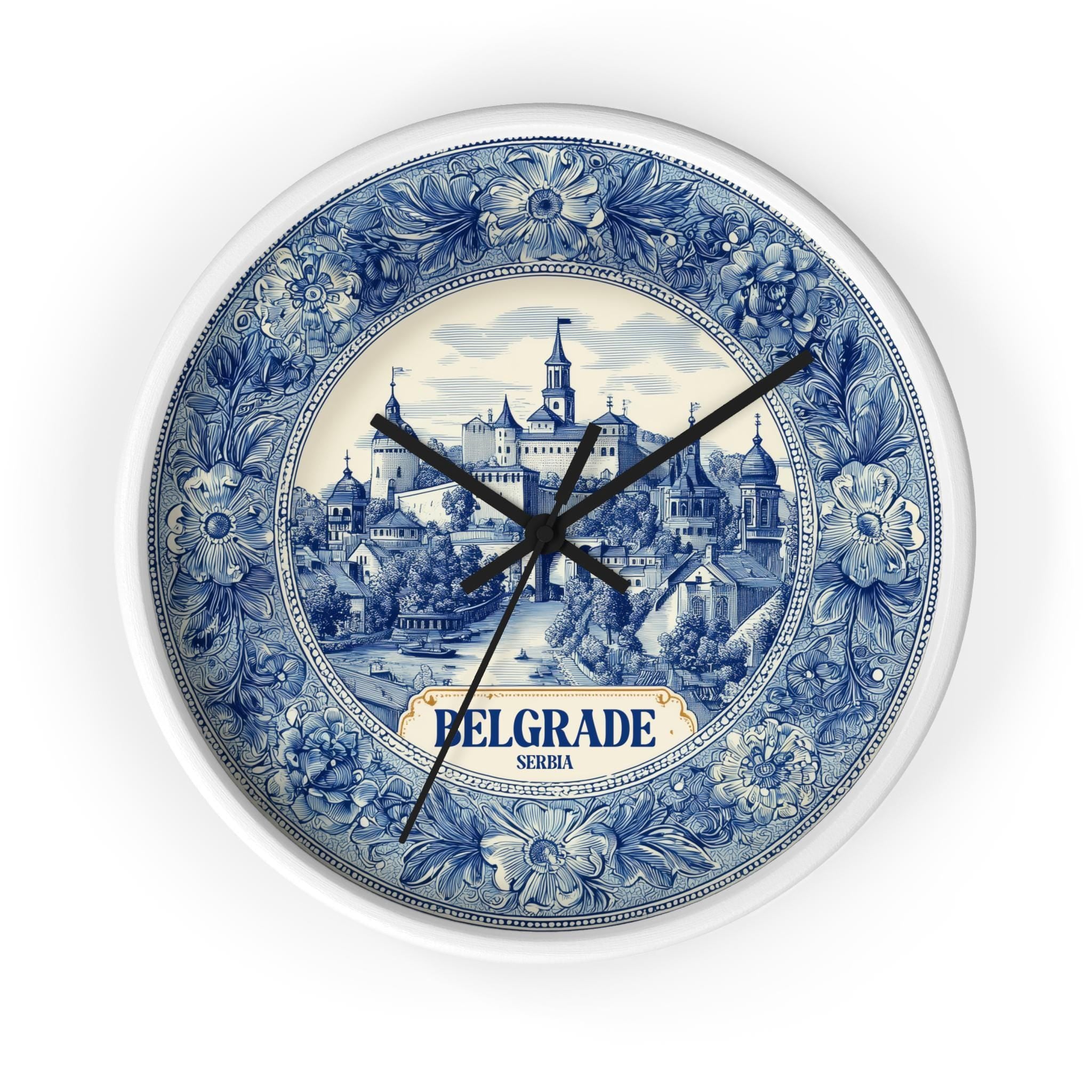 Belgrade Serbia Wall Clock, Delf style Home Decor, Vintage City Travel Keepsake Art