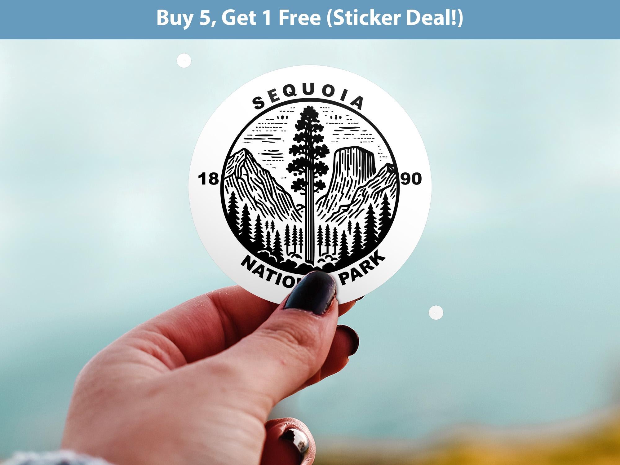 Sequoia National Park Sticker, Kiss-Cut Vinyl, Waterproof USA Decal Badge Collection
