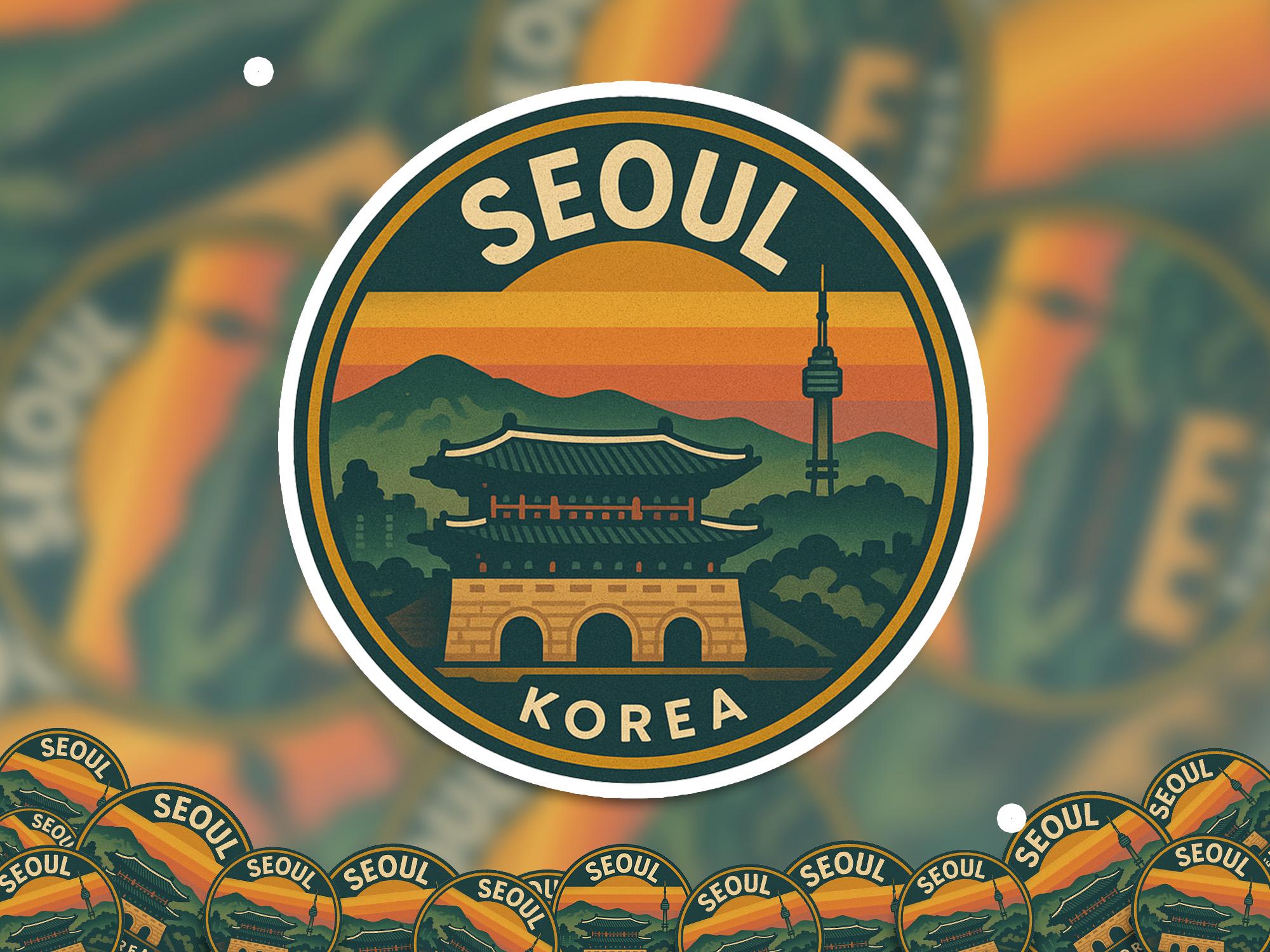 Seoul Korea Sticker: Waterproof Vinyl Decal for Laptop, Phone, Tumbler