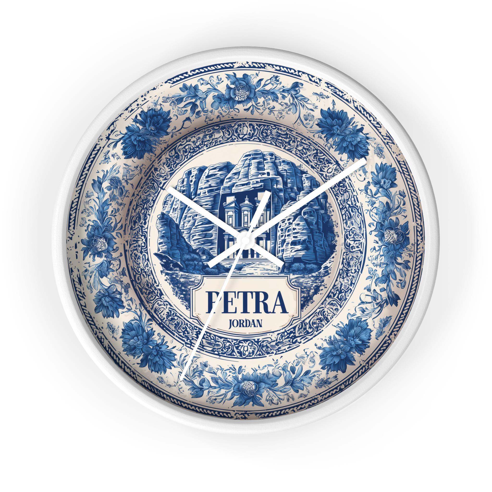 Petra Jordan Wall Clock, Delf style Home Decor, Vintage City Travel Keepsake Art