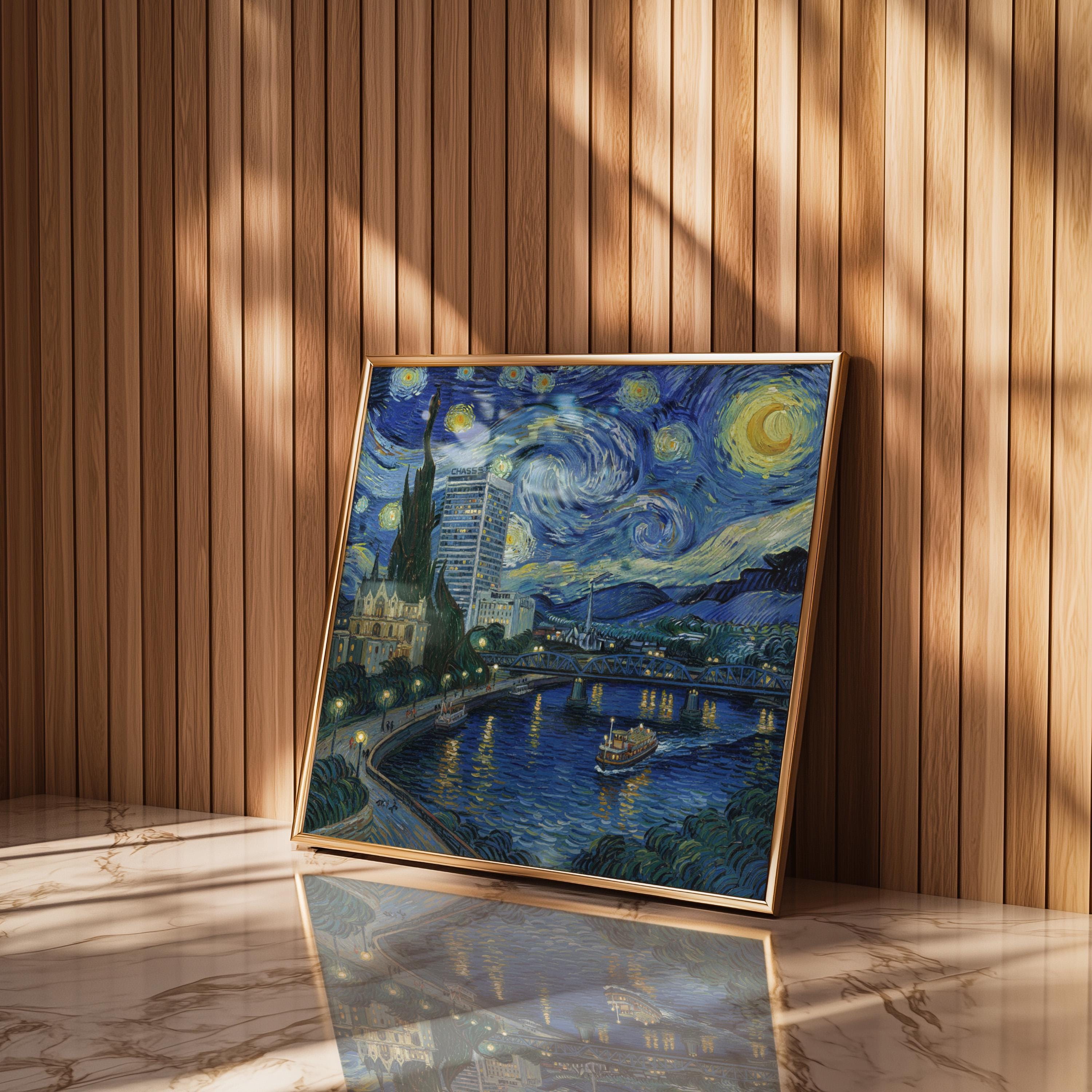 Wilmington Delaware Starry Night Wall Art, Van Gogh Print, Travel Gift Home Decor