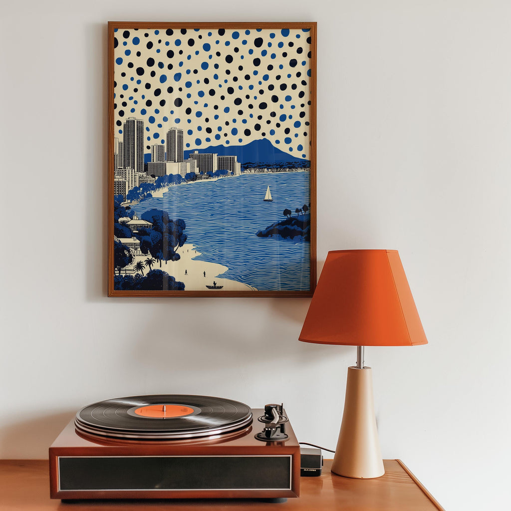 Honolulu Hawaii Wall Art Print, Pop Art Modern Poster Travel gift
