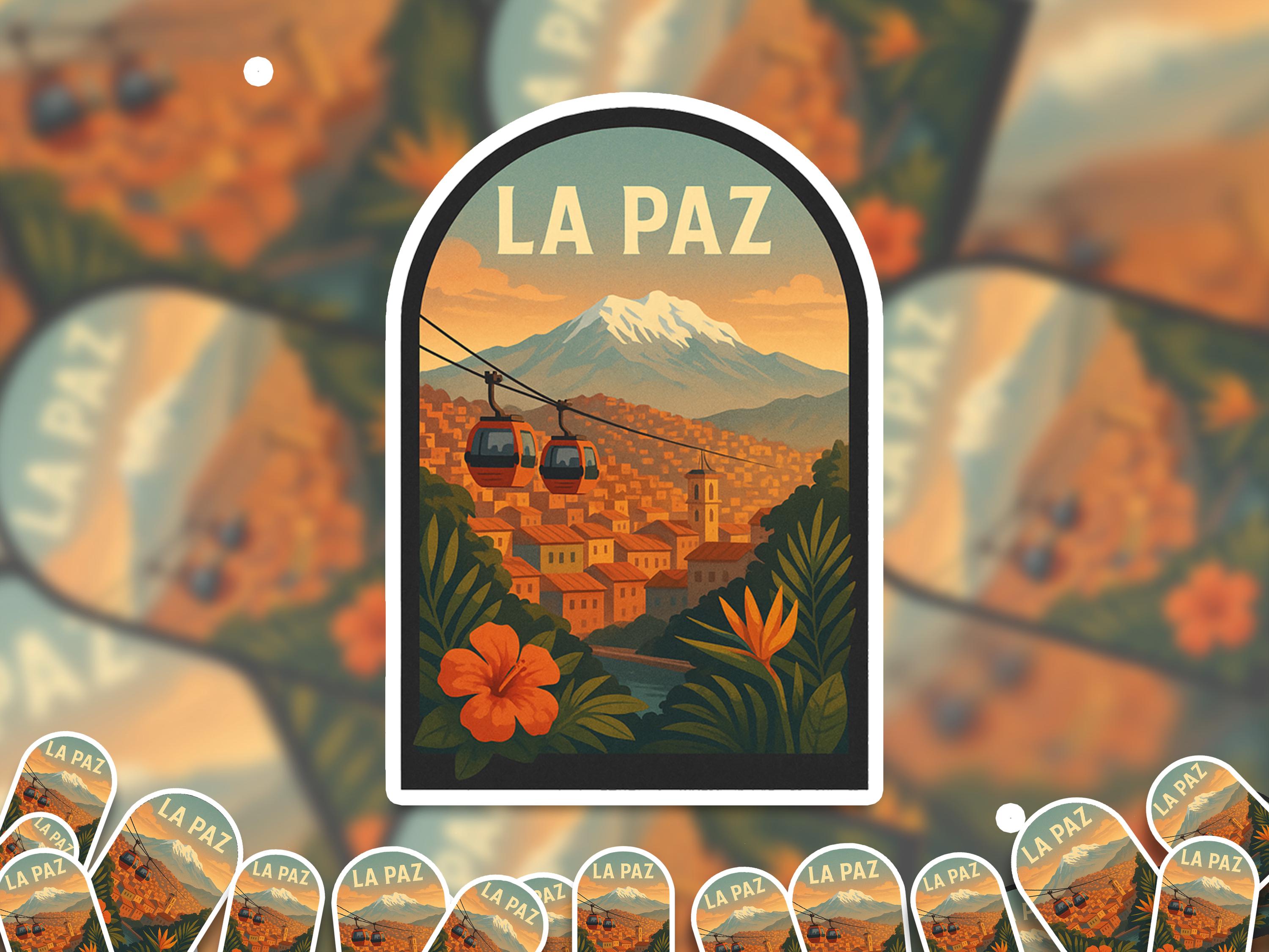 La Paz Bolivia Sticker, Vintage City Vinyl Decal, Retro Travel Lover Collection, Journal Scrapbook
