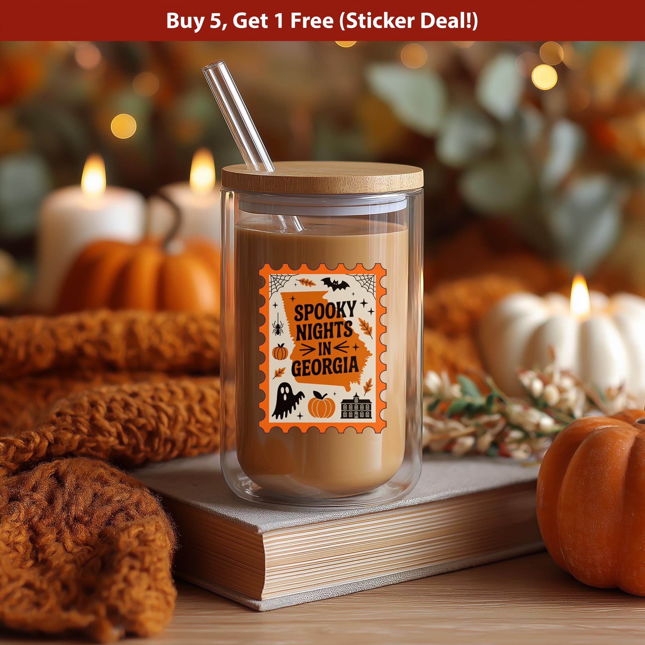 Georgia Stamp Halloween Sticker, Spooky USA Kiss-Cut Vinyl, Waterproof Decal, United States Travel