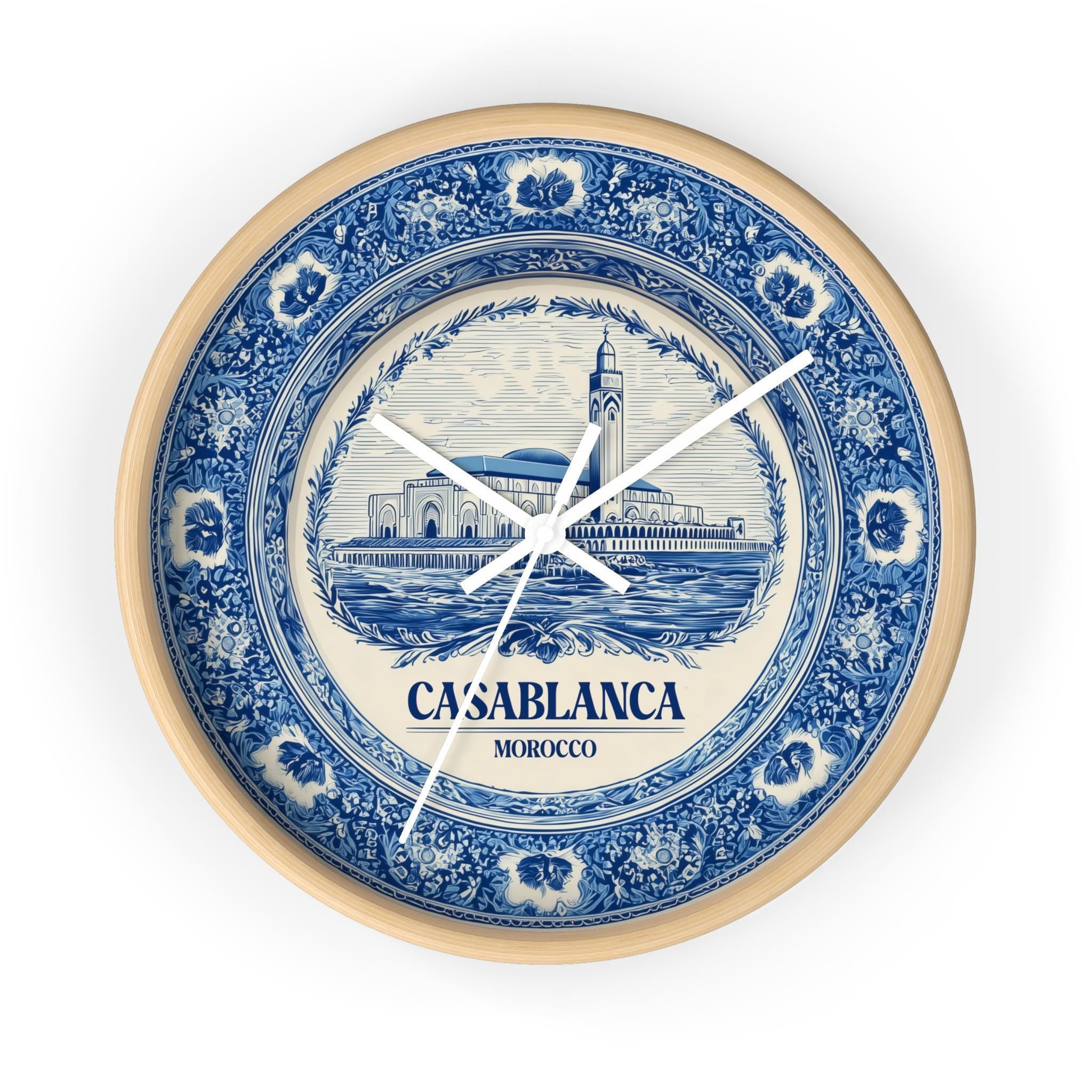 Casablanca Morocco Wall Clock, Delf style Home Decor, Vintage City Travel Keepsake Art