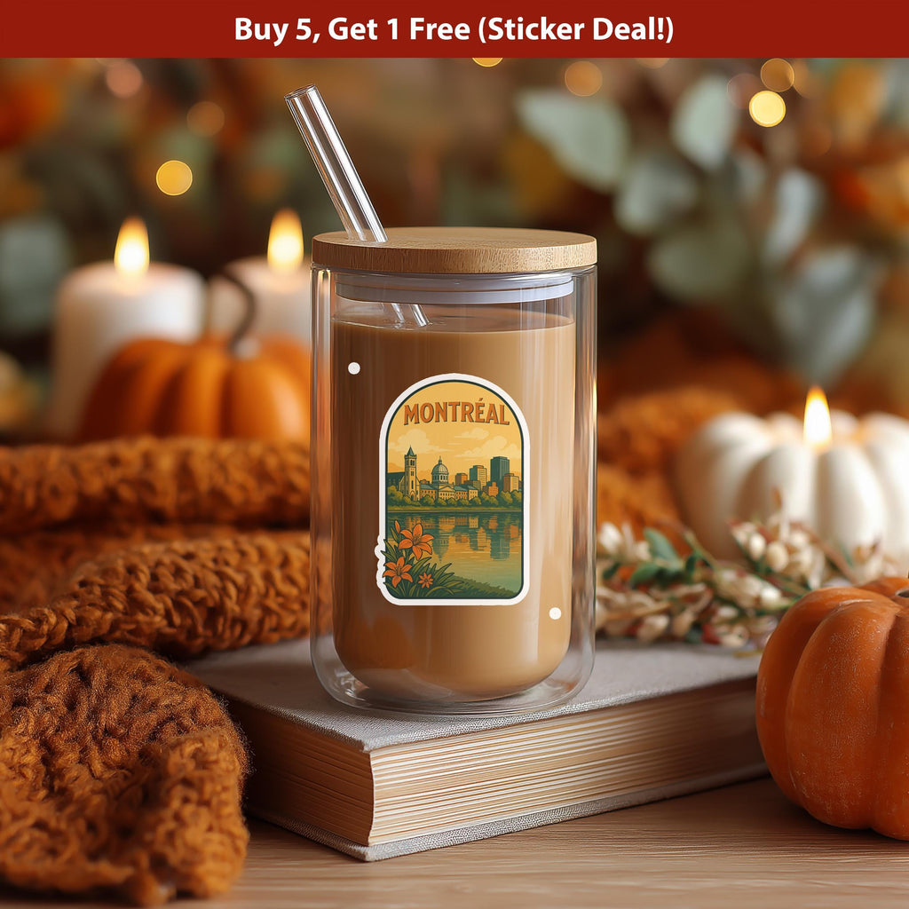 Montreal Canada Sticker, Vintage City Vinyl Decal, Retro Travel Lover Collection, Journal Scrapbook