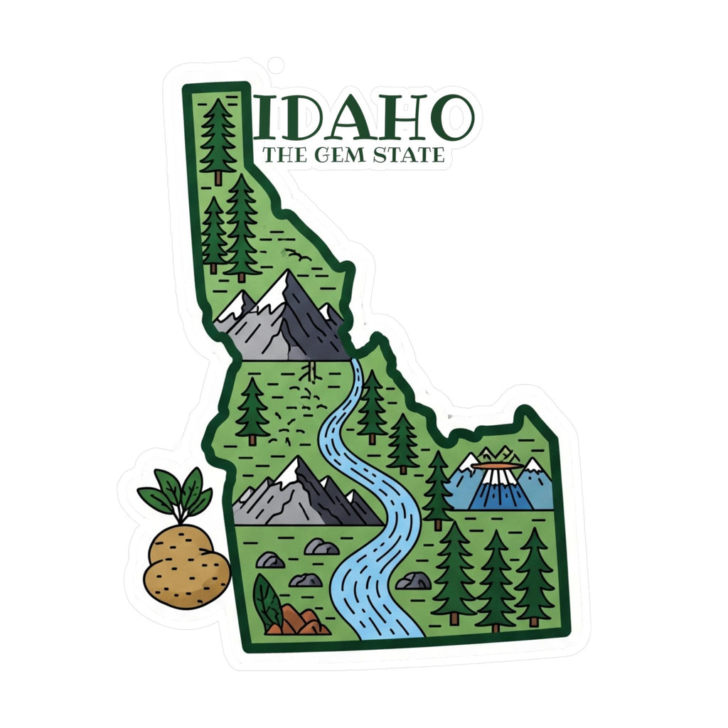 Idaho State Sticker, USA Kiss-Cut Vinyl, Landmark Waterproof Decal, United States Travel Collection