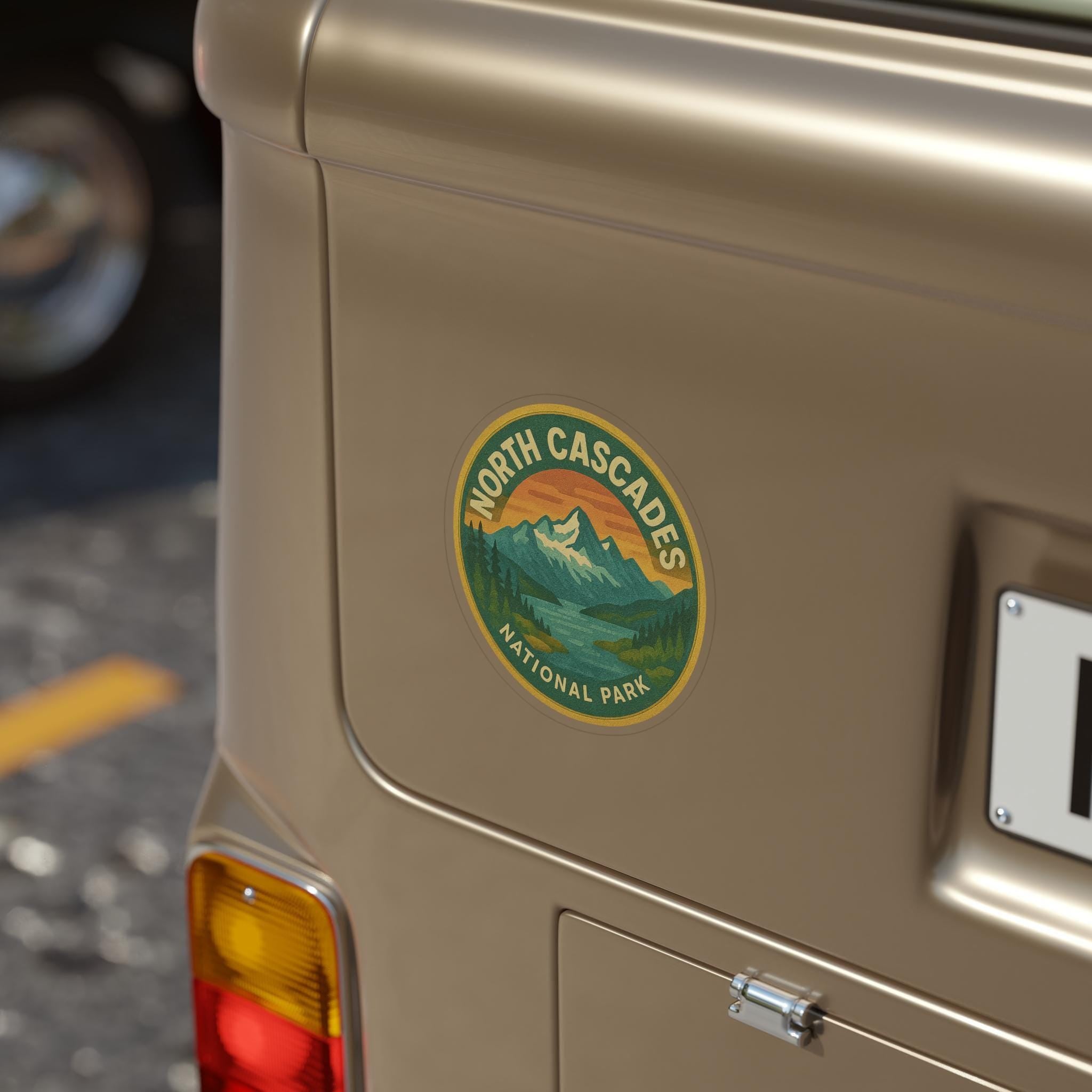 North Cascades National Park Car Sticker, Retro Vinyl Decal Bumper Sticker, Vintage Waterproof Camping