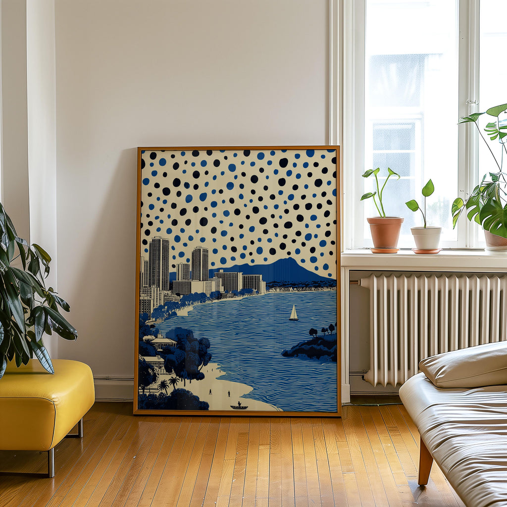 Honolulu Hawaii Wall Art Print, Pop Art Modern Poster Travel gift
