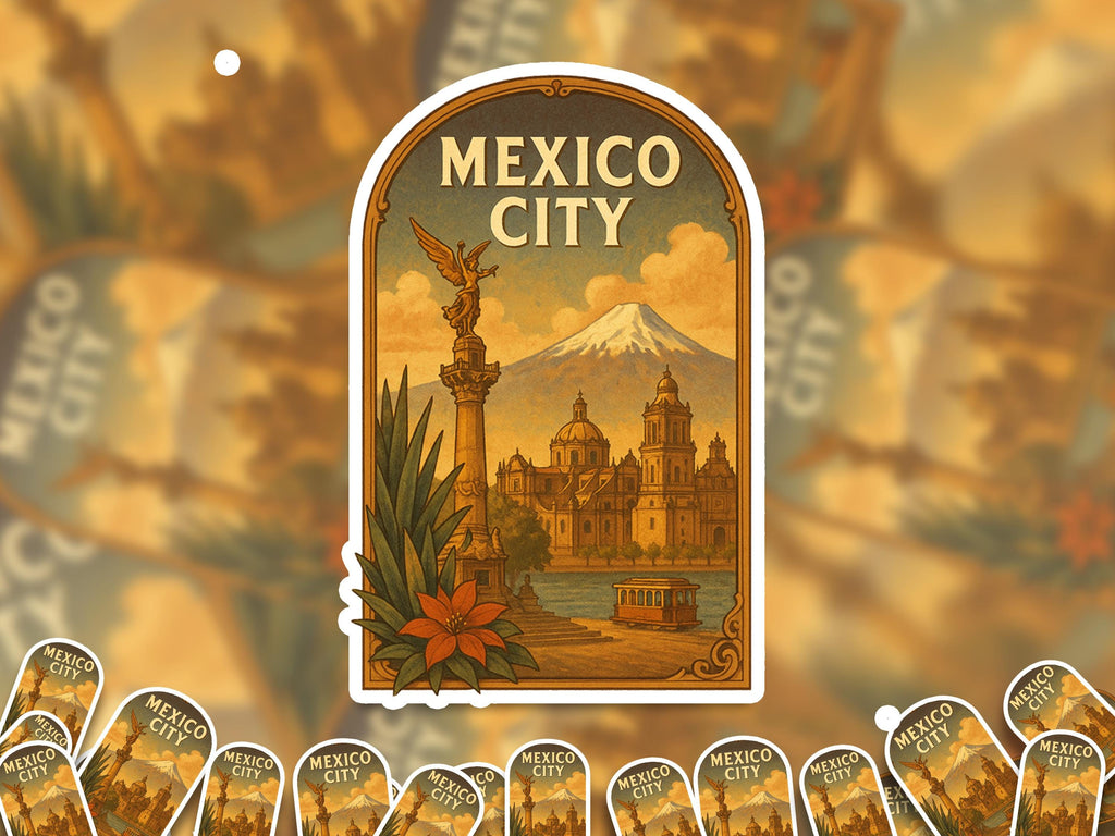 Mexico City Sticker Mexico, Vintage City Vinyl Decal, Retro Travel Lover Collection, Journal Scrapbook