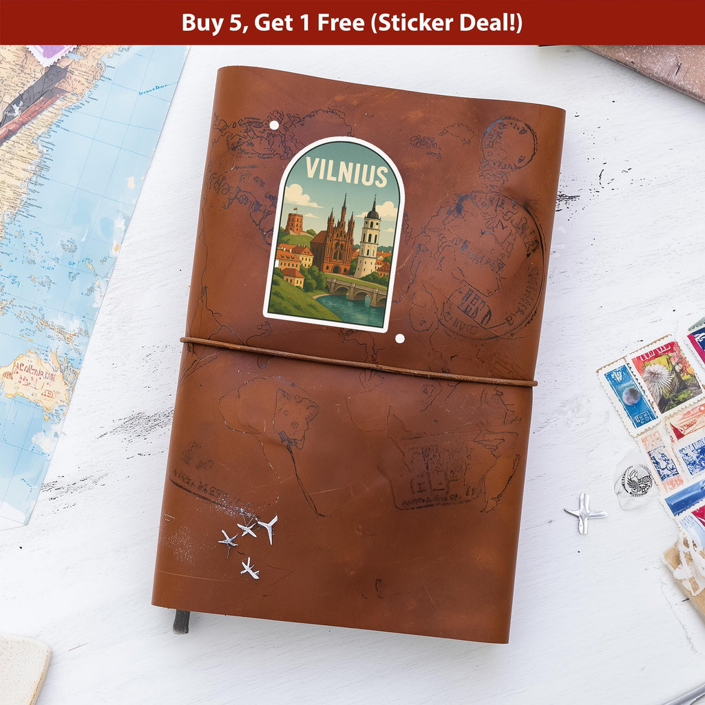 Vilnius Lithuania Sticker, Vintage City Vinyl Decal, Retro Travel Lover Collection, Journal Scrapbook