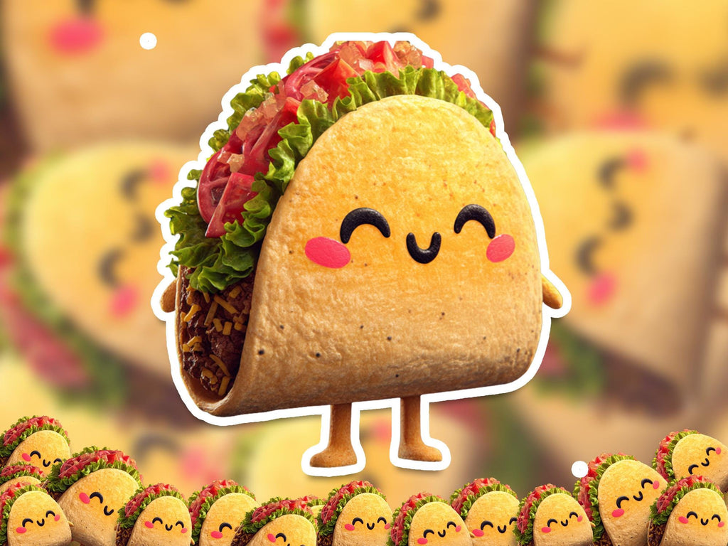 Kawaii Taco Stickers: Waterproof Vinyl Decals for Laptop & Tumbler