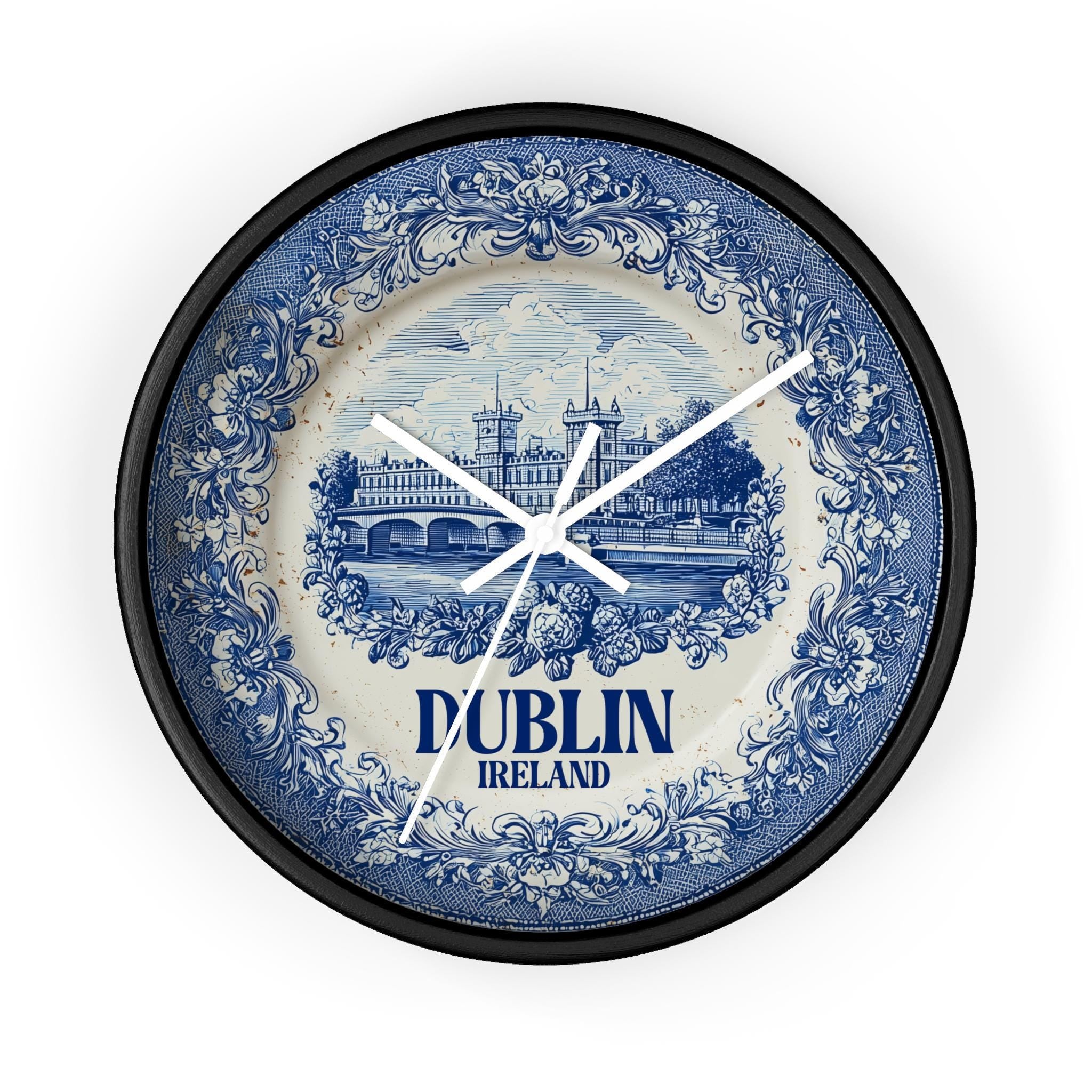 Dublin Ireland Wall Clock, Delf style Home Decor, Vintage City Travel Keepsake Art