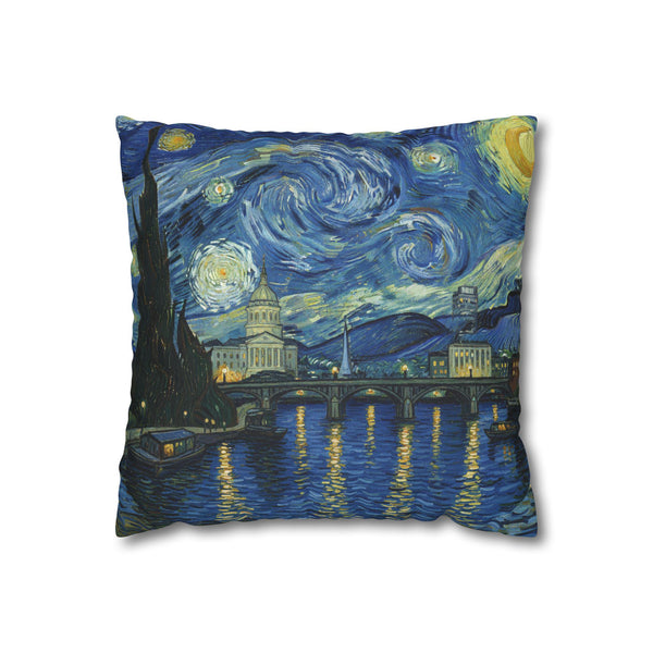 Richmond Virginia Pillowcase Starry Night, Van Gogh Throw Pillow Canvas Home Decor Gift