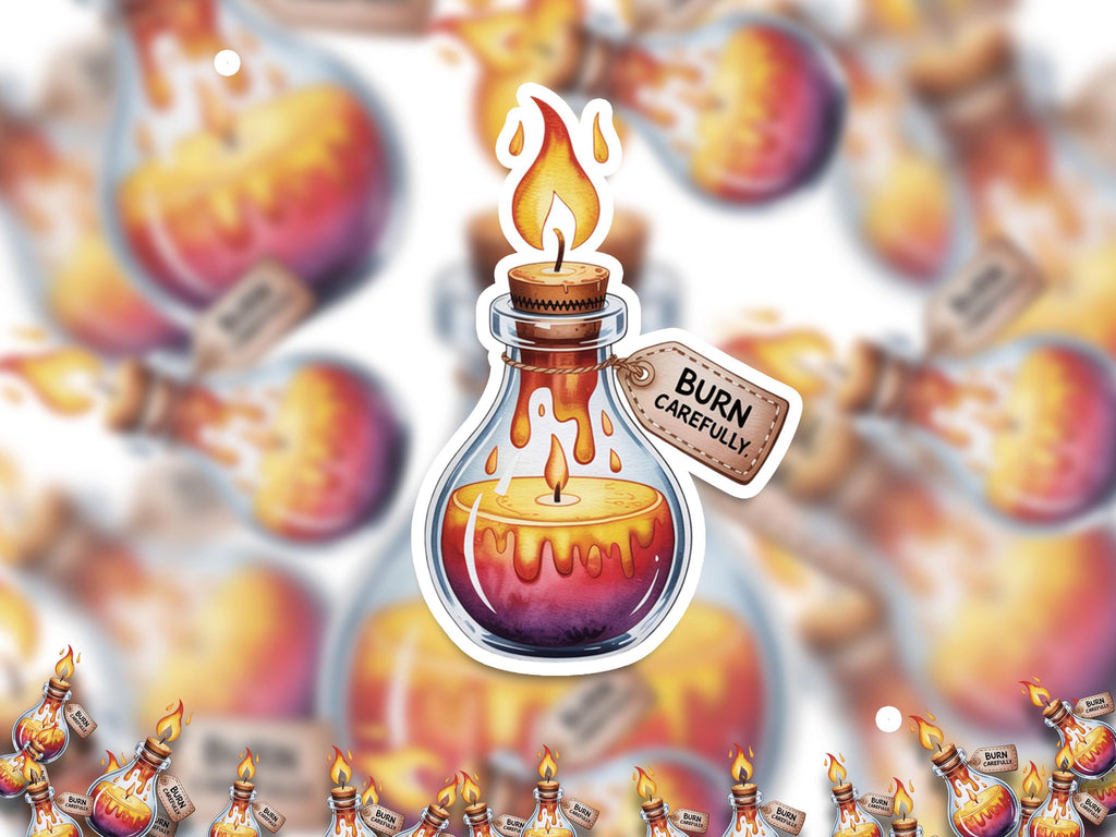 Magic Fire Potion Sticker, Witchcraft Elixir Bottle Decal, Halloween Spell Vinyl