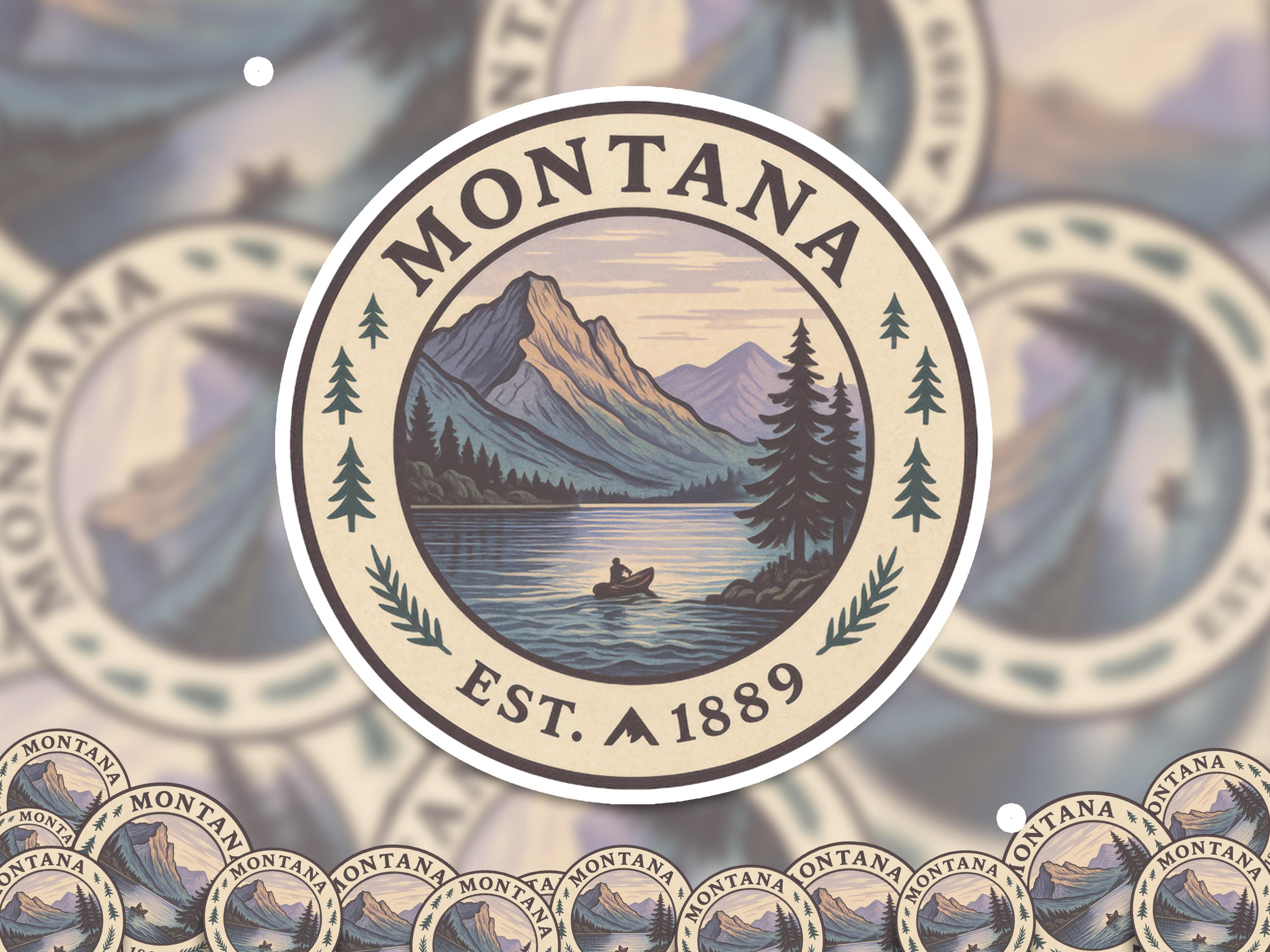 Montana Sticker, Vintage US States Retro Decal, Waterproof Retro Travel Collection for Laptop Tumbler
