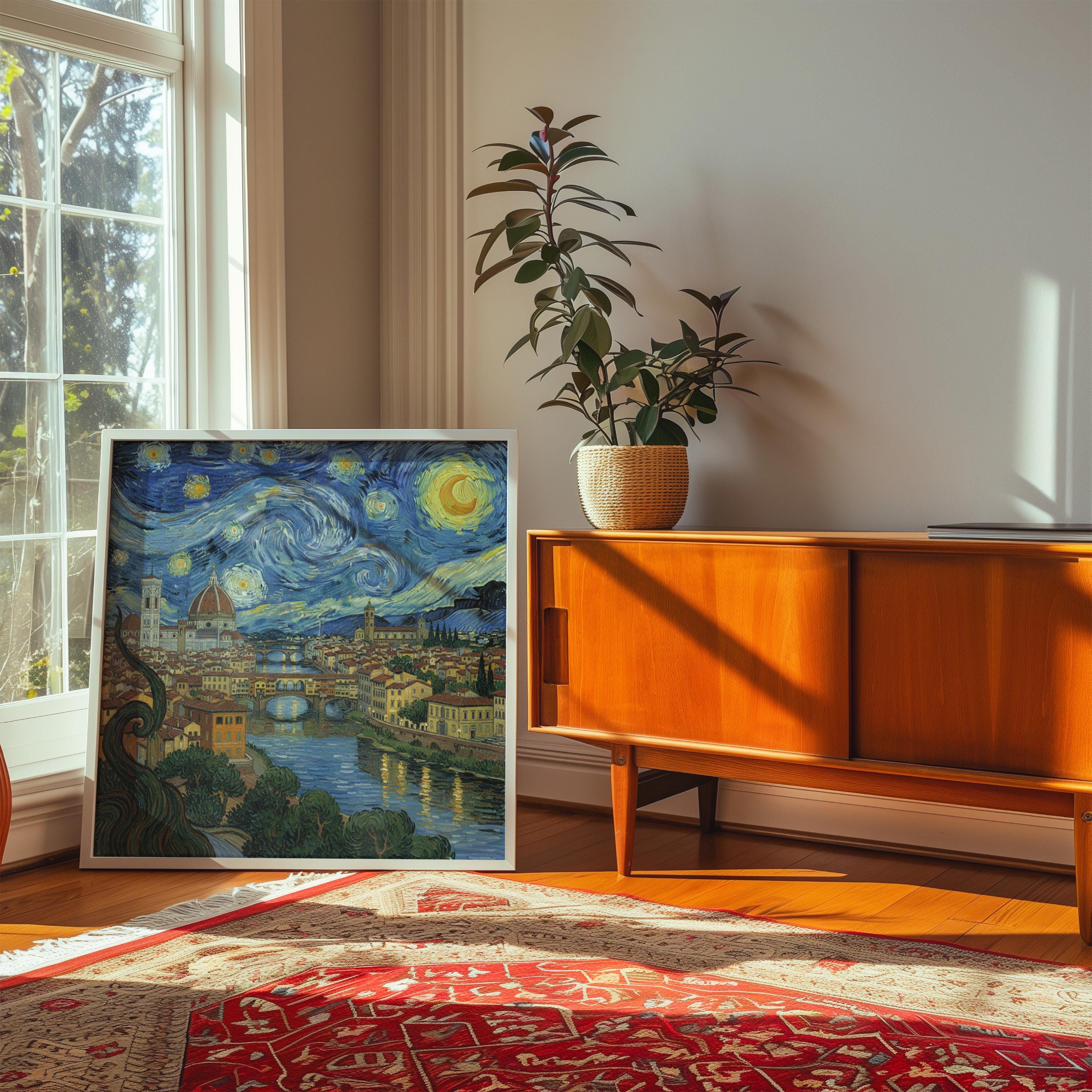 Florence Italy Starry Night Wall Art, Van Gogh Print, Travel Gift Home Decor