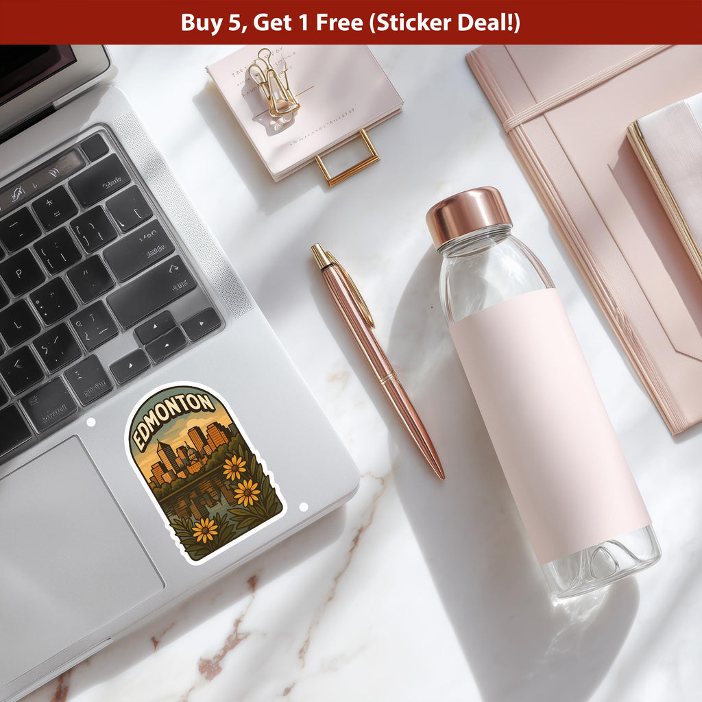 Edmonton Canada Sticker, Vintage City Vinyl Decal, Retro Travel Lover Collection, Journal Scrapbook