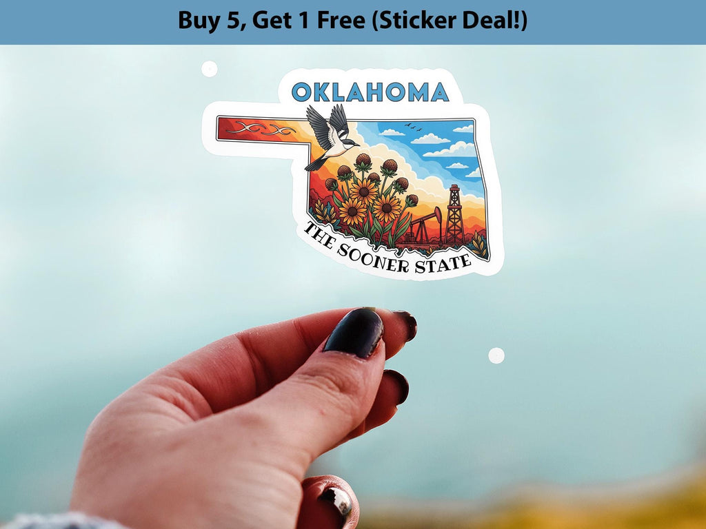 Oklahoma State Sticker, USA Kiss-Cut Vinyl, Landmark Waterproof Decal, United States Travel Collection