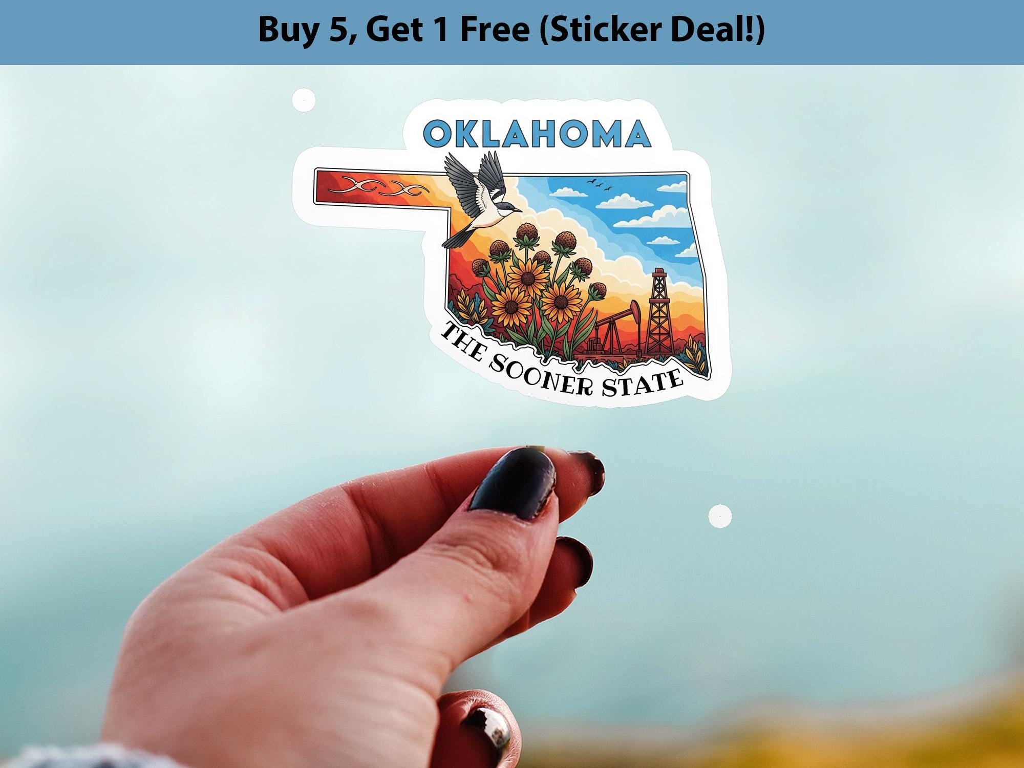 Oklahoma State Sticker, USA Kiss-Cut Vinyl, Landmark Waterproof Decal, United States Travel Collection