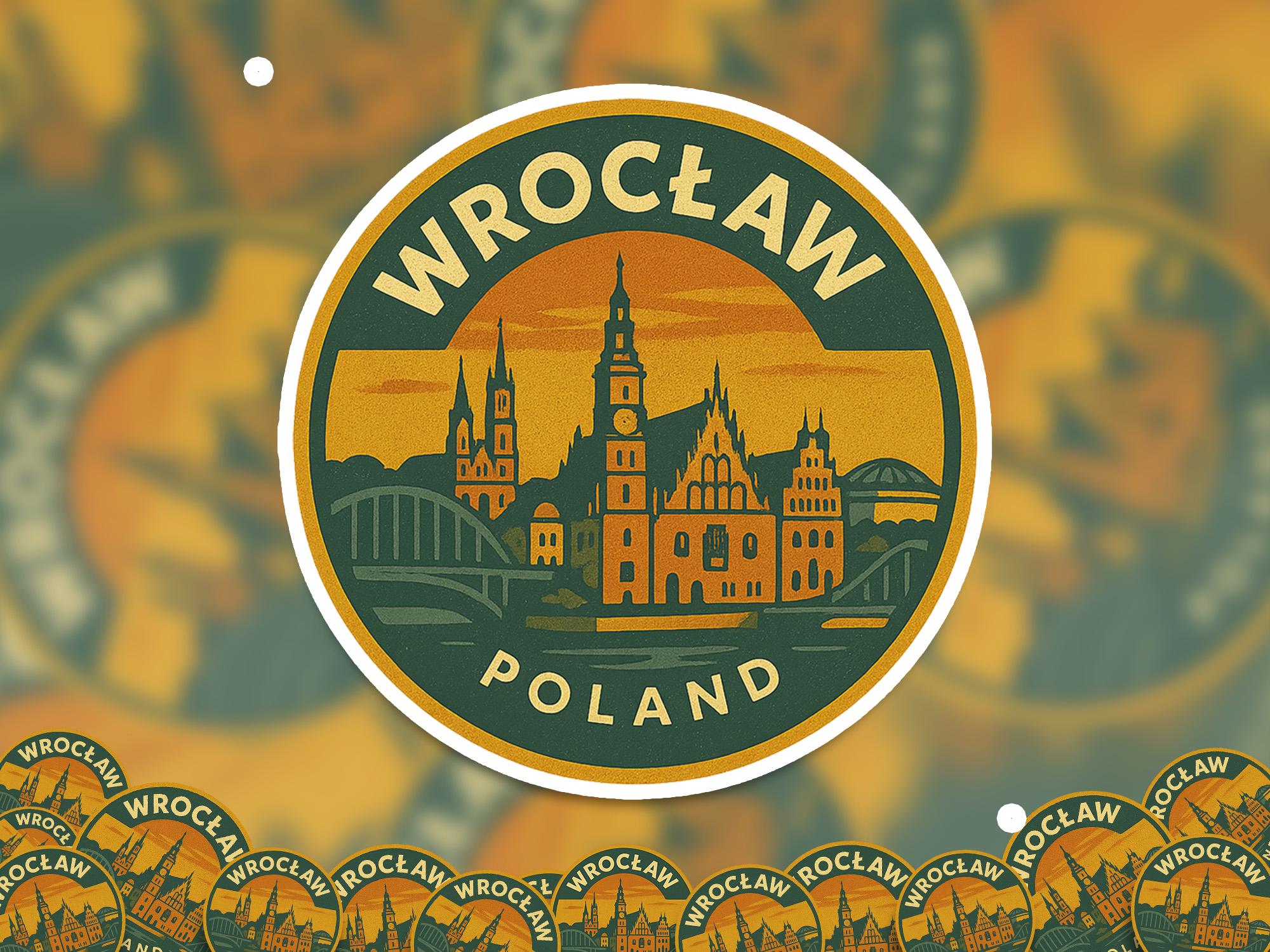 Wroclaw Poland Sticker Kiss-Cut Vinyl, Waterproof Decal, Retro Travel Lover Collection