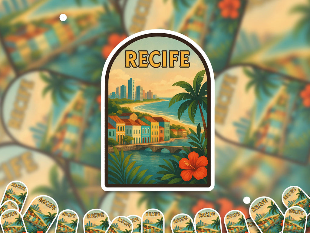 Recife Brazil Sticker, Vintage City Vinyl Decal, Retro Travel Lover Collection, Journal Scrapbook