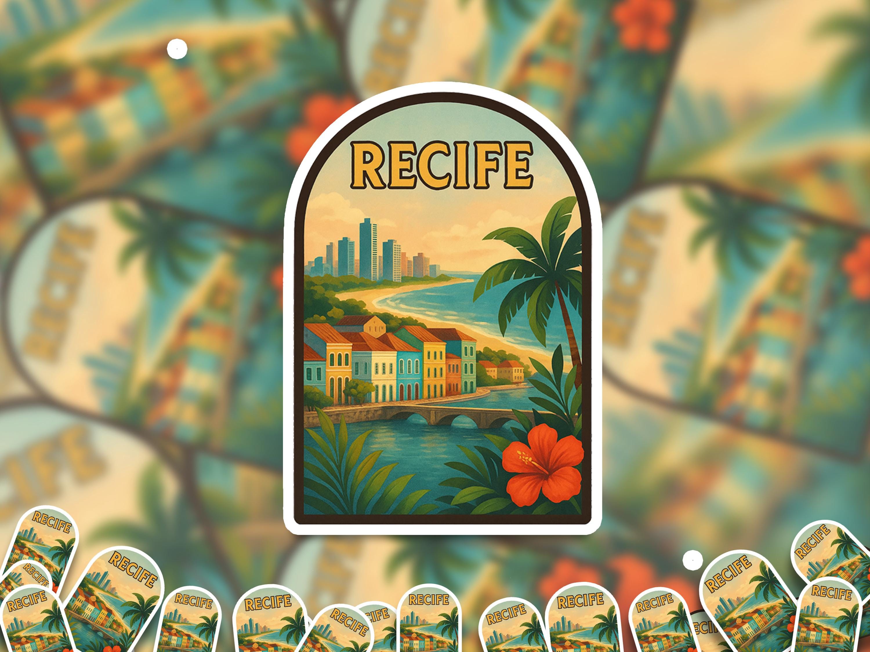 Recife Brazil Sticker, Vintage City Vinyl Decal, Retro Travel Lover Collection, Journal Scrapbook