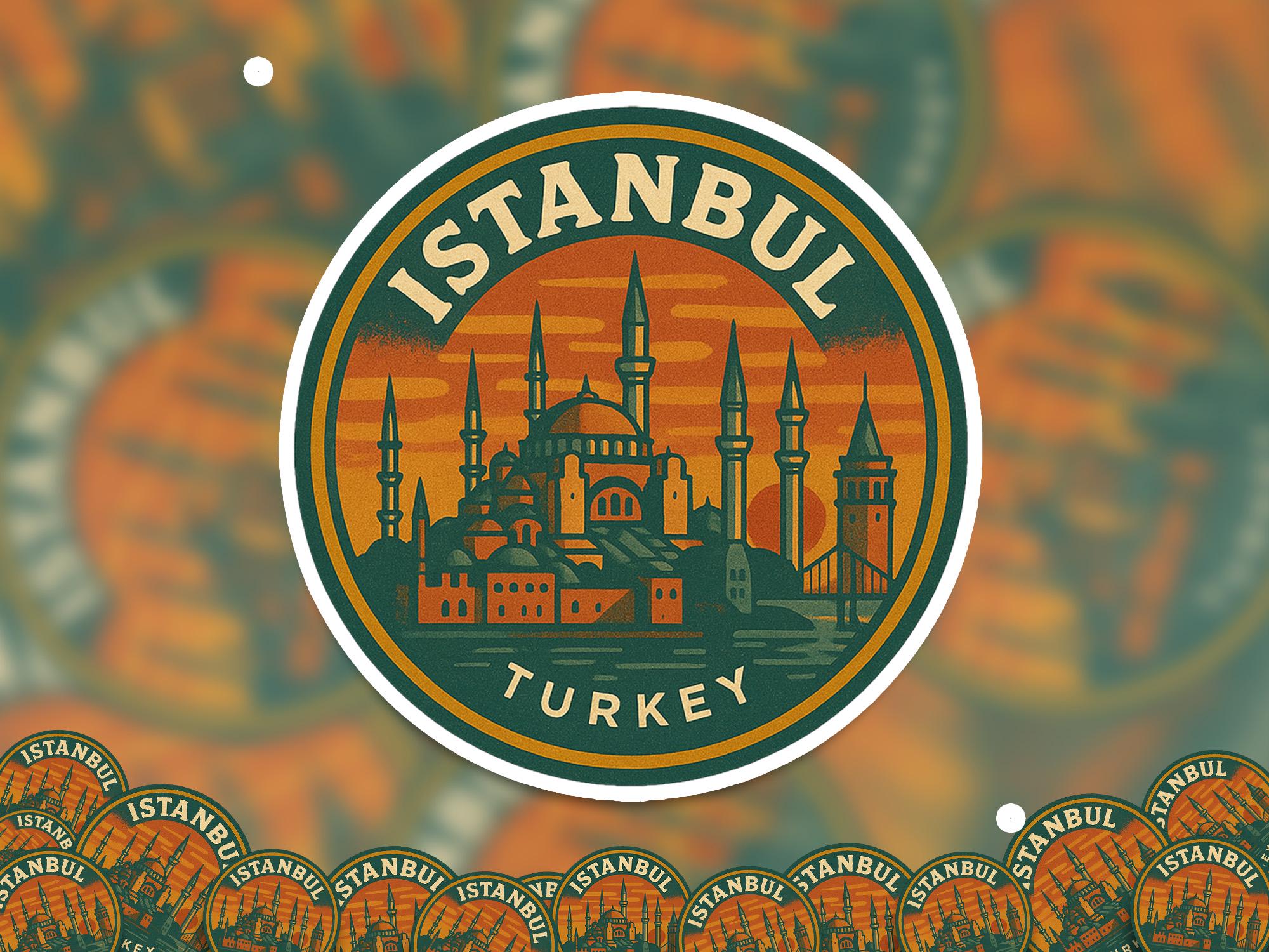 Istanbul Turkey Sticker Kiss-Cut Vinyl, Waterproof Decal, Retro Travel Lover Collection