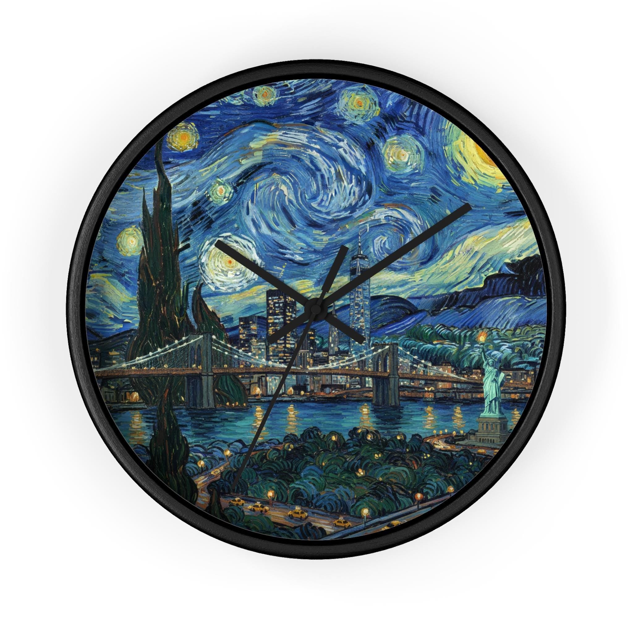 New York Wall Clock Vintage Van Gogh Starry Night NYC Home Gift