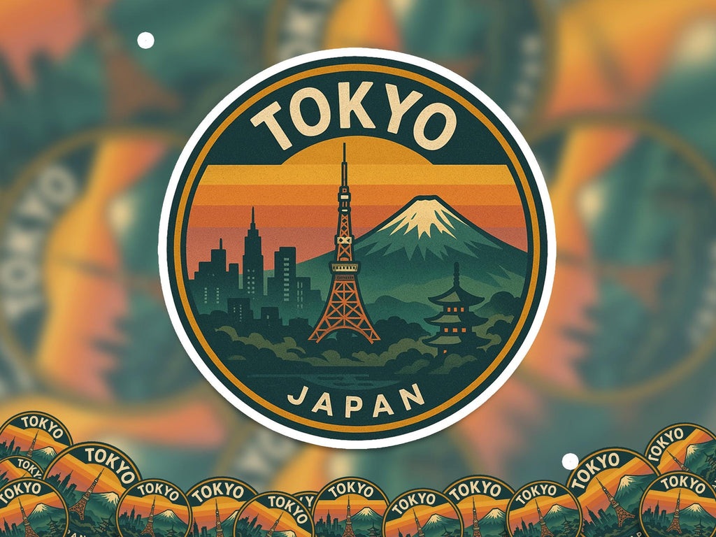 Tokyo City Vinyl Sticker: Retro Japan Travel Decal