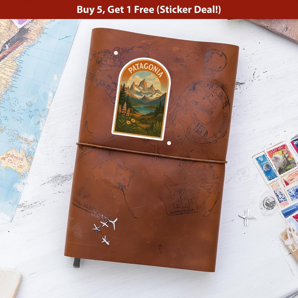 Patagonia Sticker, Chile Vintage City Vinyl Decal, Retro Travel Lover Collection, Journal Scrapbook