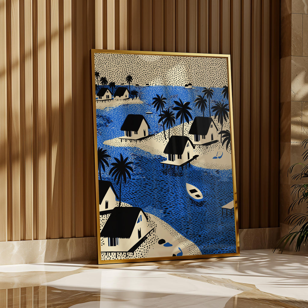 Maldives Wall Art Print, Pop Art Modern Poster Japanese Travel Gift Canvas
