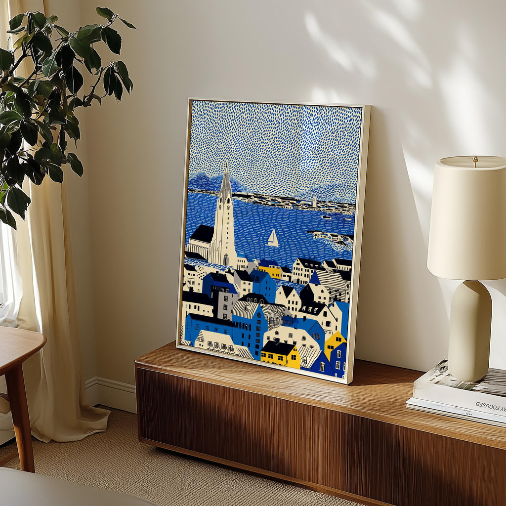Reykjavik Iceland Wall Art Print, Pop Art Modern Large Size Poster Travel Gift Canvas