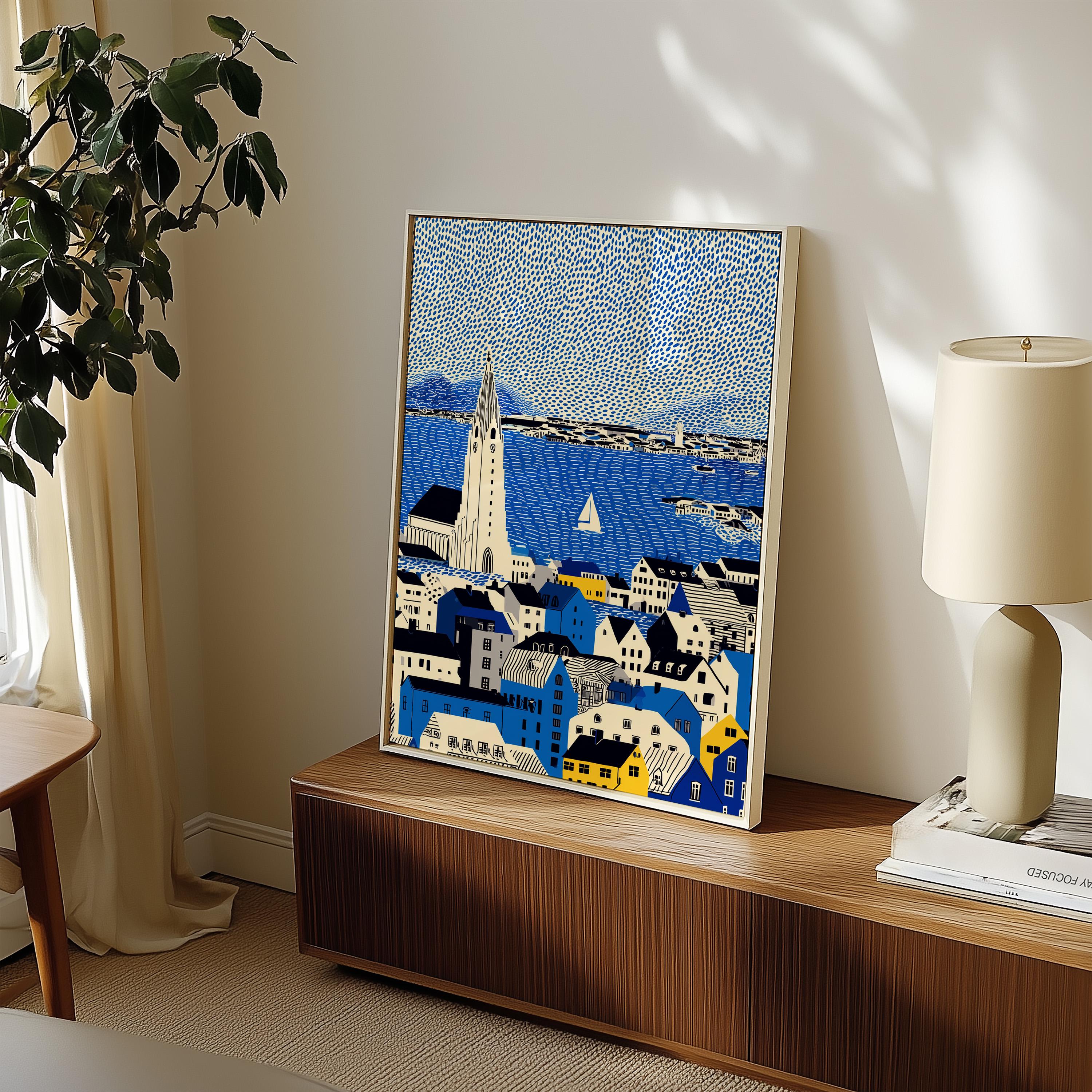 Reykjavik Iceland Wall Art Print, Pop Art Modern Large Size Poster Travel Gift Canvas