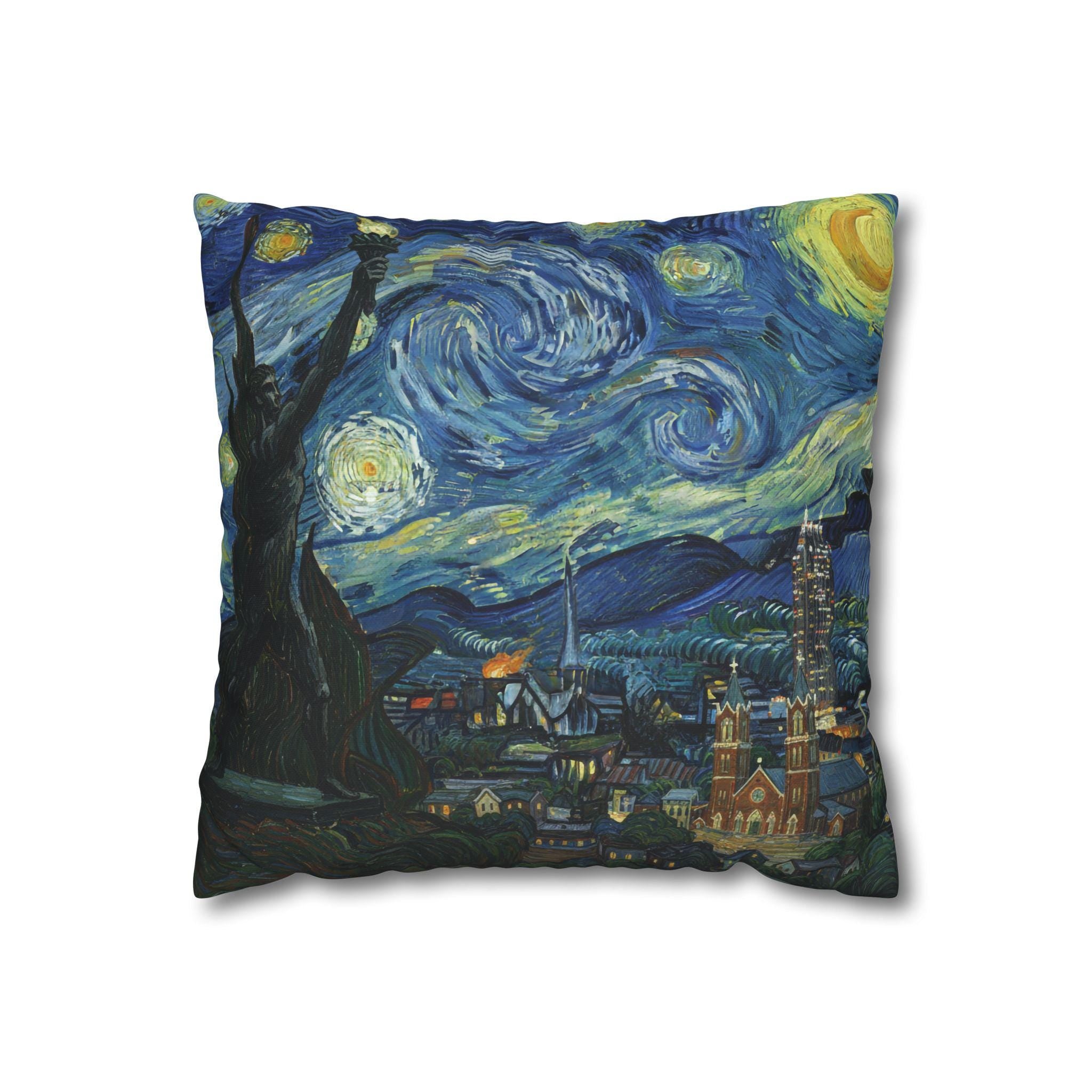 Birmingham Alabama Pillowcase Starry Night, Van Gogh Throw Pillow Canvas Home Decor Gift