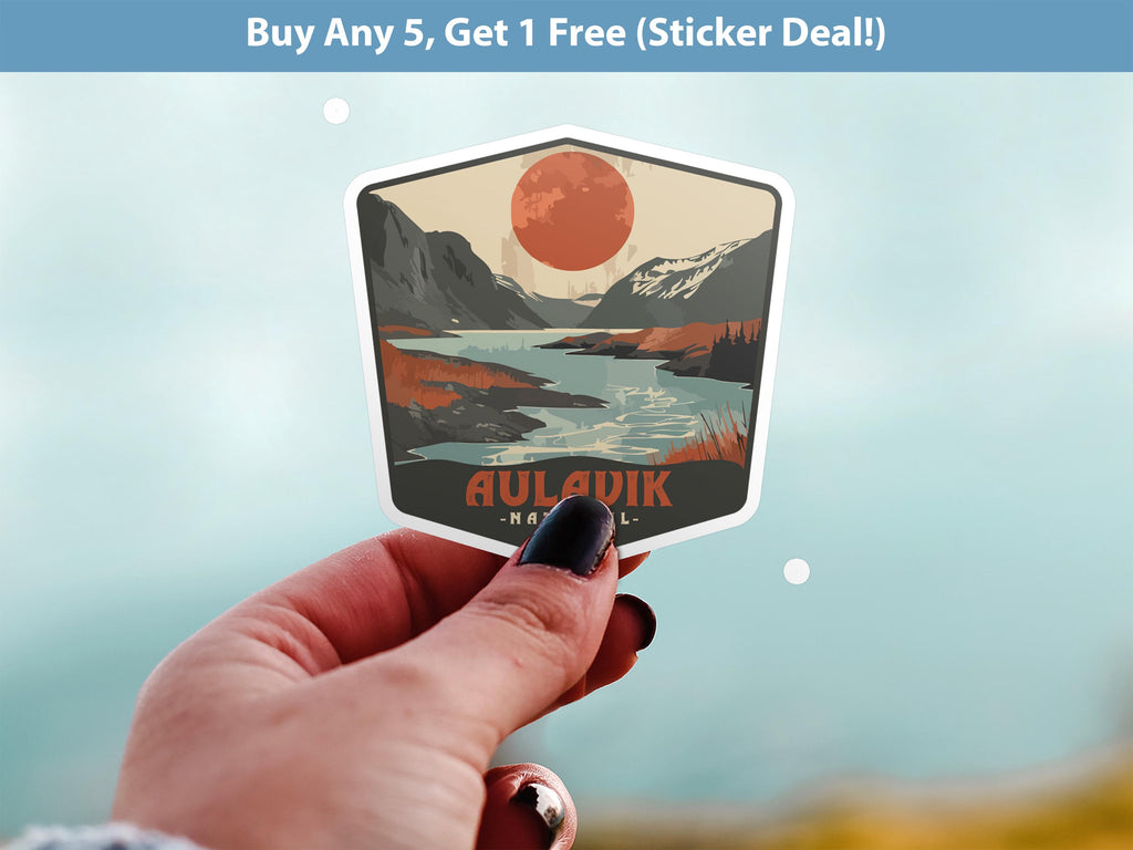 Aulavik National Park Sticker, Vinyl Canada Northwest Territories, Retro Waterproof Decal Hiking