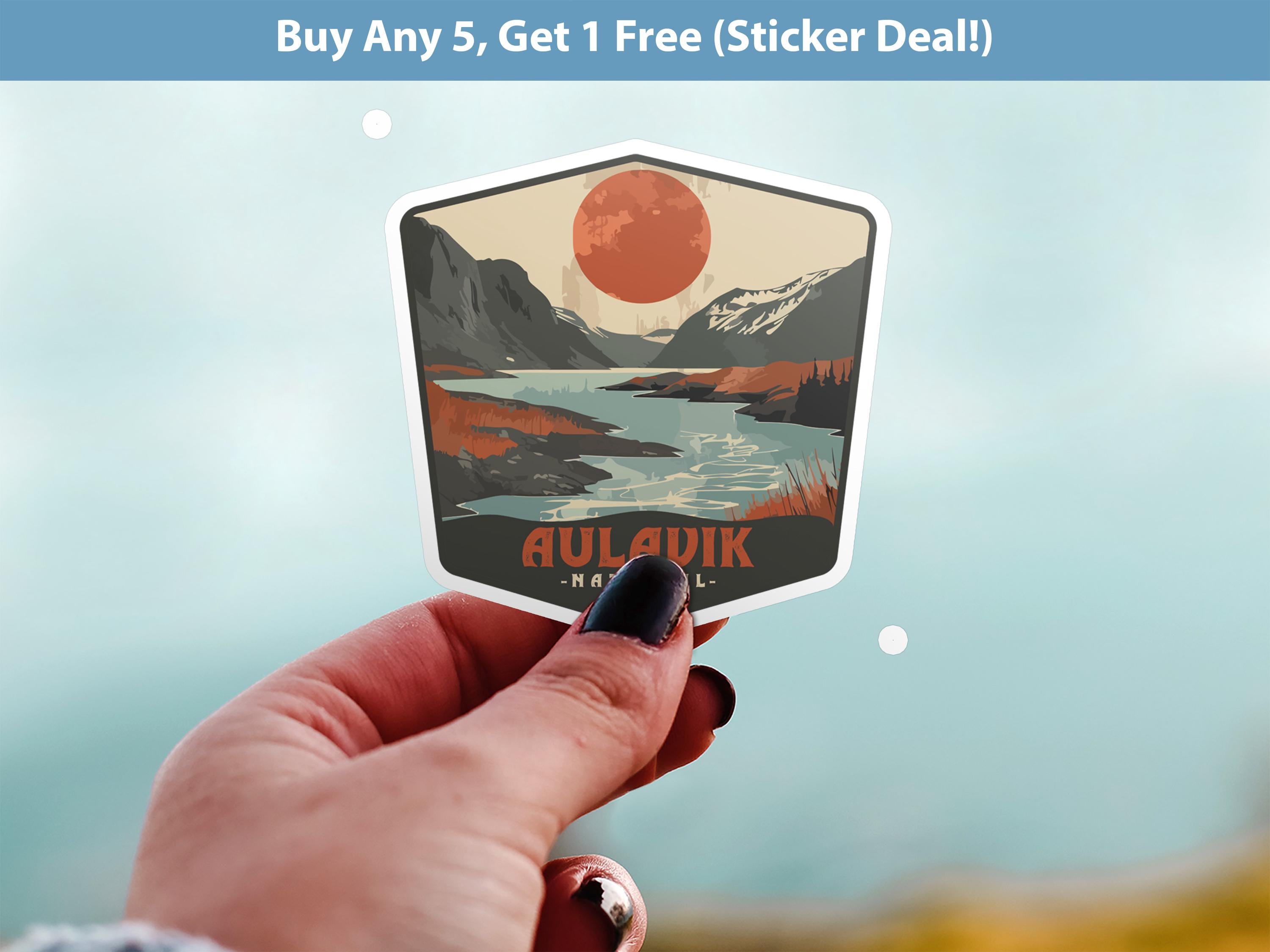 Aulavik National Park Sticker, Vinyl Canada Northwest Territories, Retro Waterproof Decal Hiking