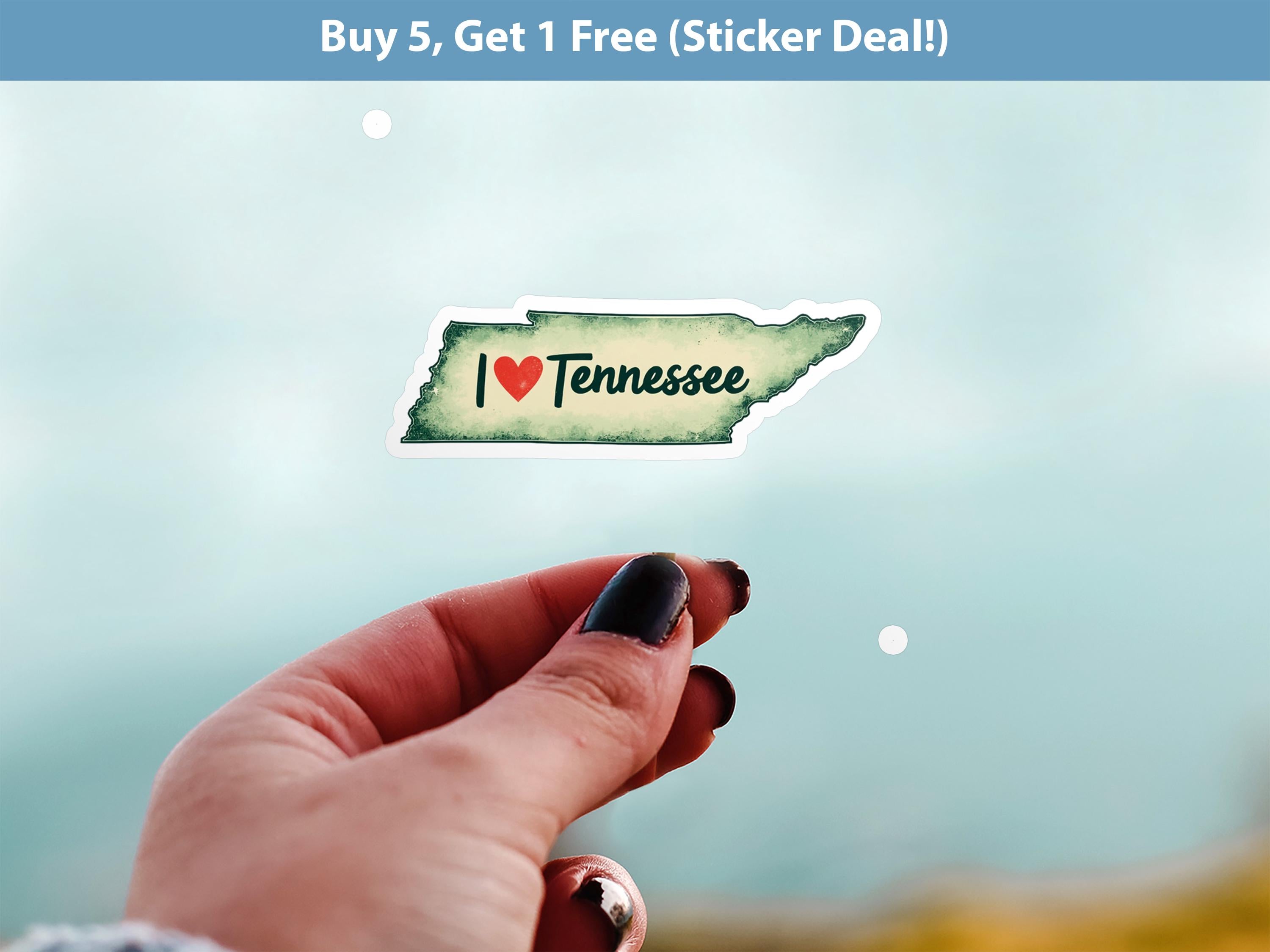I love Tennessee Sticker, Vintage US States Vinyl Decal, Waterproof Decal, Retro Travel Collection