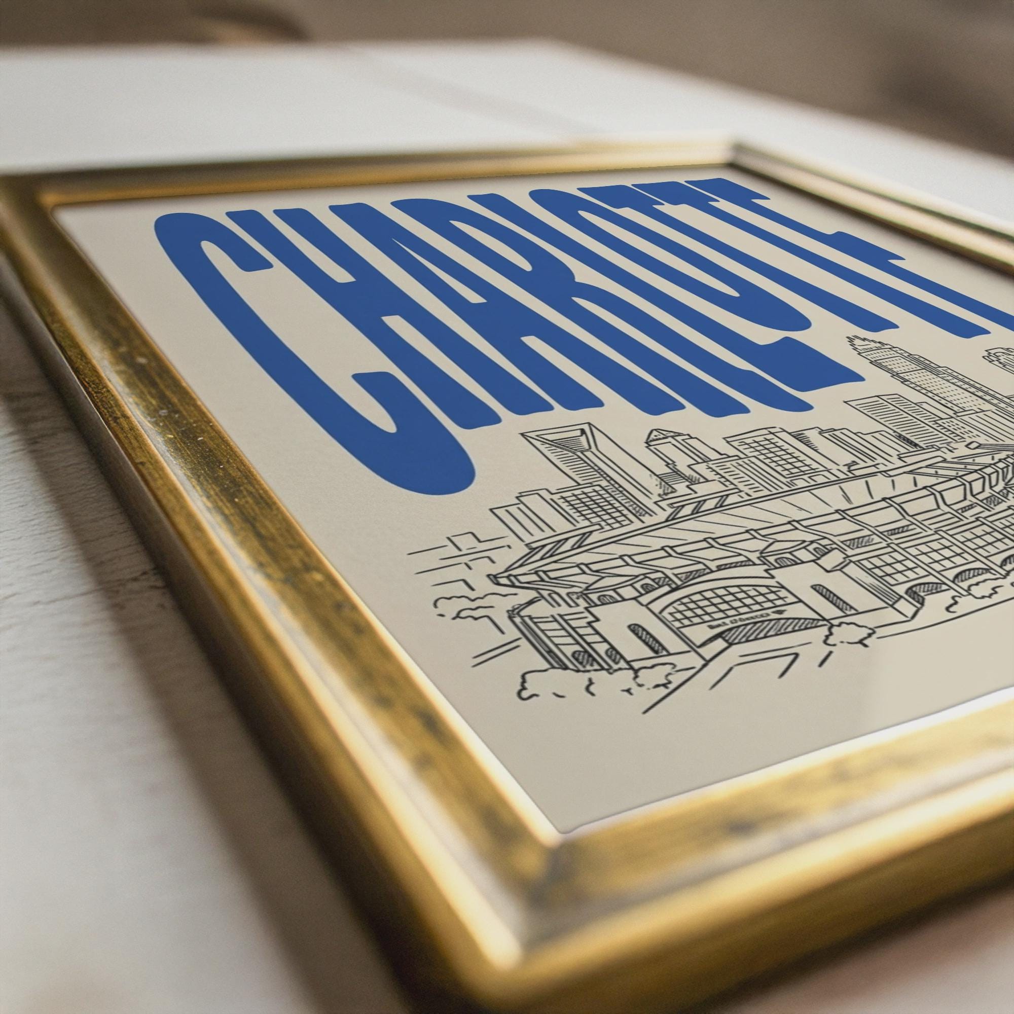 Charlotte North Carolina Skyline Wall Art, Framed Canvas Print