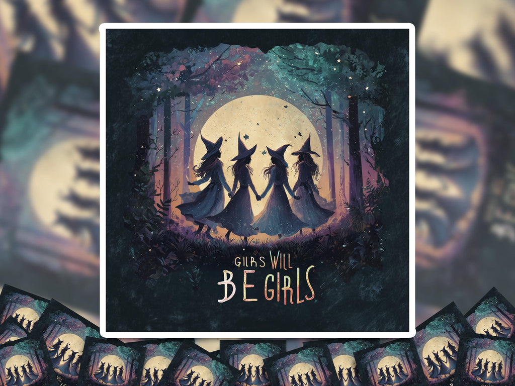 Girls Will be Girls Coven Sticker, Aurora Witch Vinyl Decal, waterproof Feminist kindle