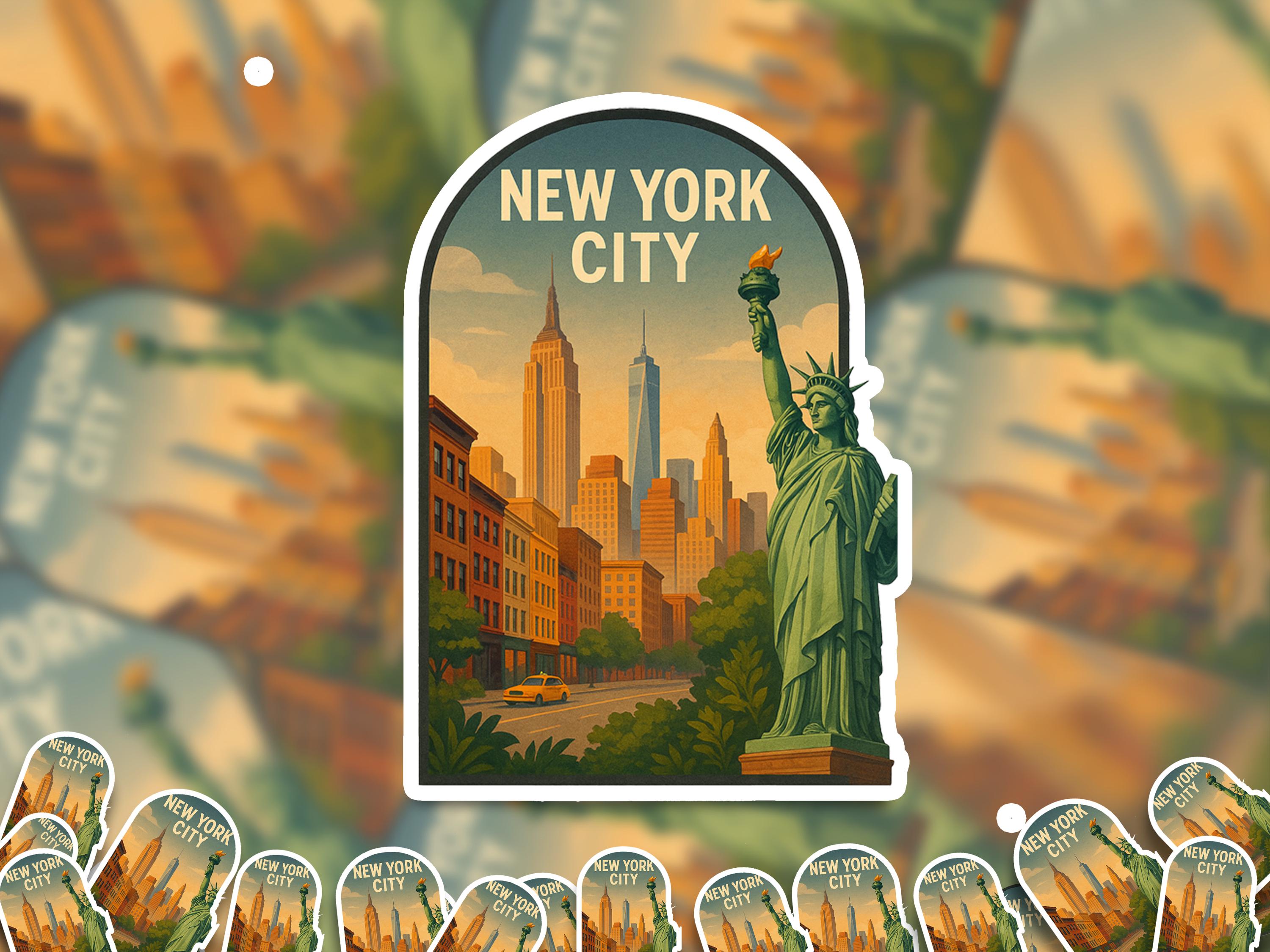 New York City Sticker, NYC Vintage City Vinyl Decal, Retro Travel Lover Collection, Journal Scrapbook
