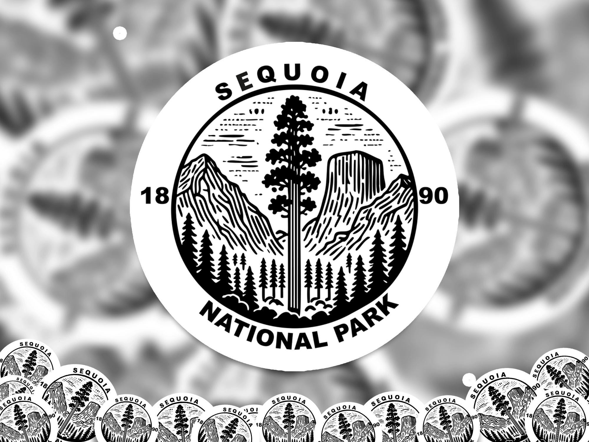 Sequoia National Park Sticker, Kiss-Cut Vinyl, Waterproof USA Decal Badge Collection