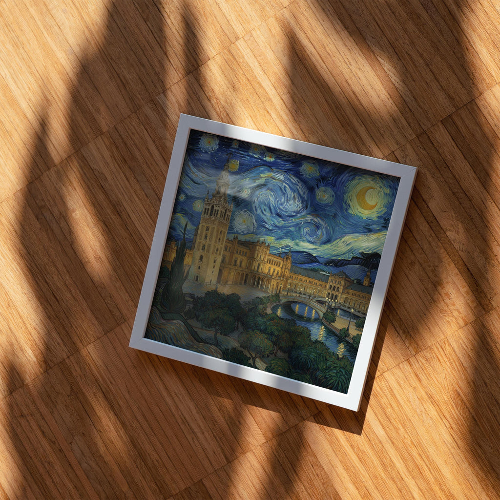 Seville Spain Starry Night Wall Art, Van Gogh Print, Travel Gift Home Decor